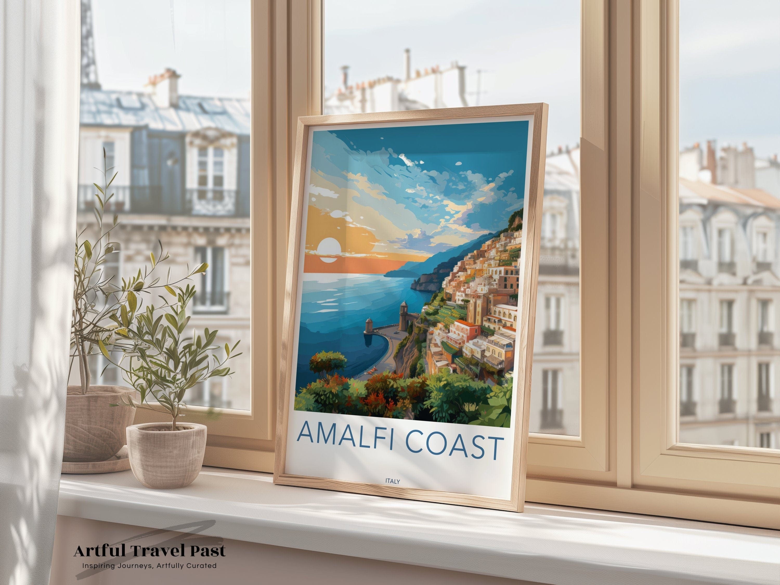 Wall Art Amalfi Coast Poster | Sunset Print | Italy Wall Art