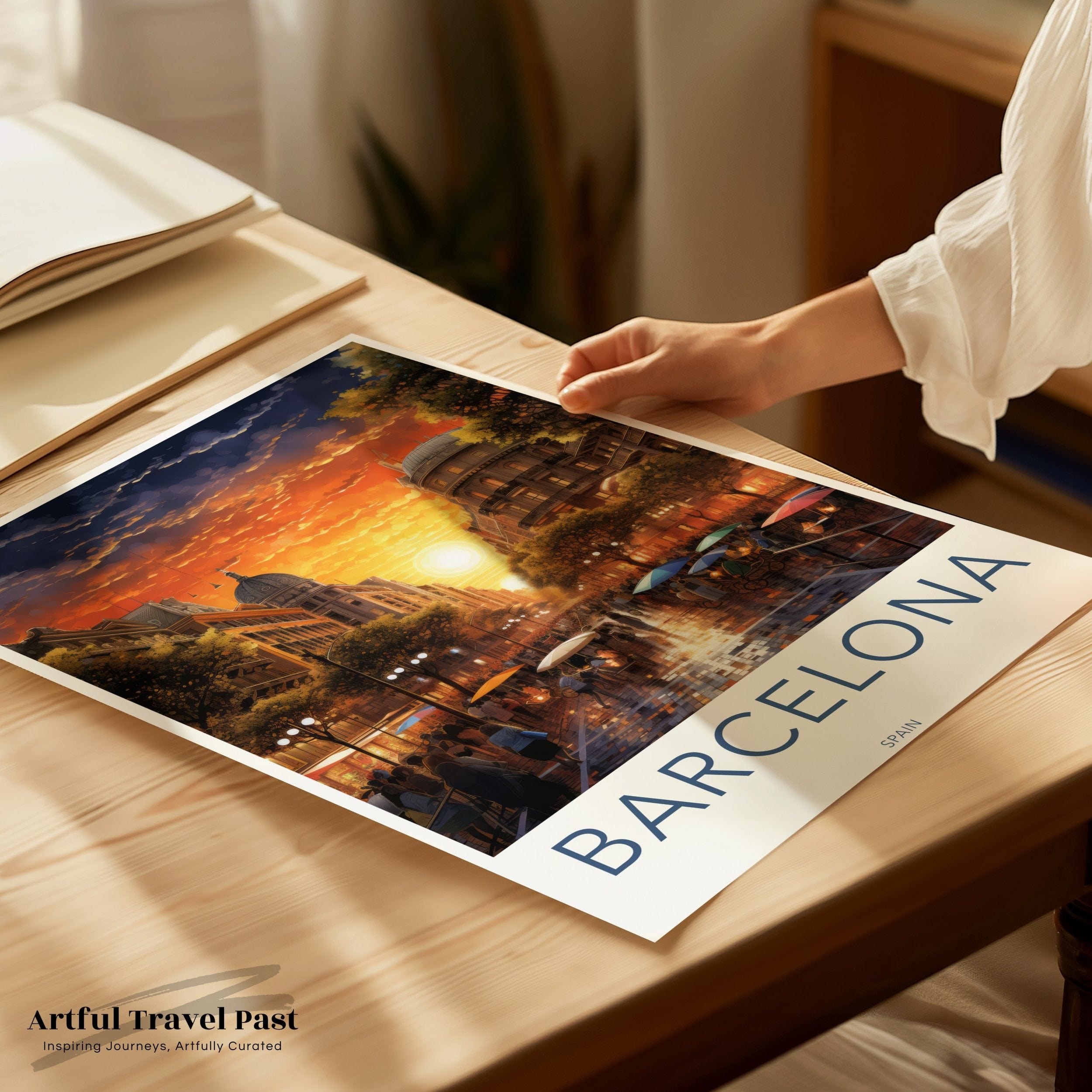 Wall Art Barcelona Sunset Poster | Spain Wall Art | Europe Decor