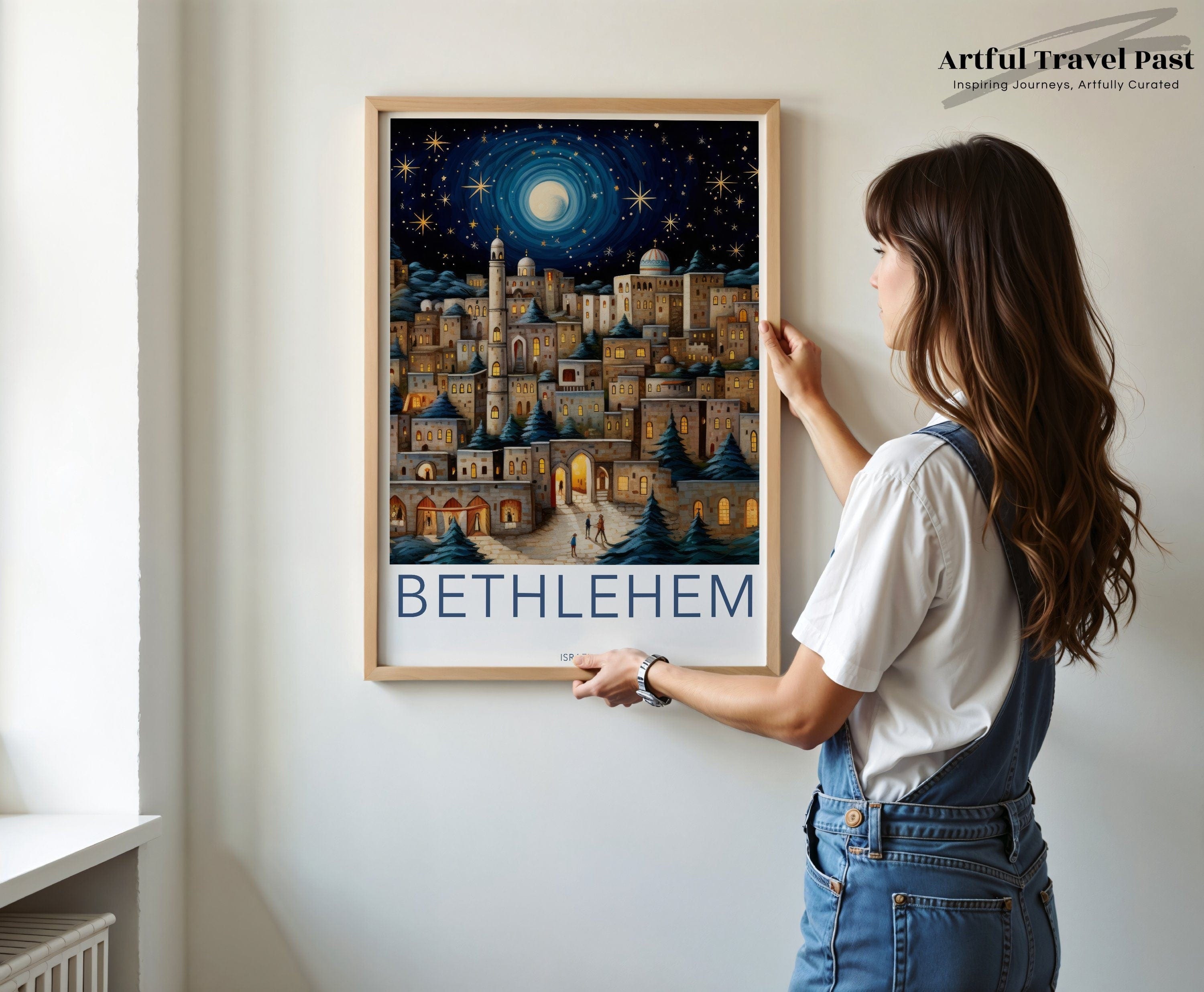 Wall Art Bethlehem Poster | Hanukkah Starry Night | Israel Wall Art