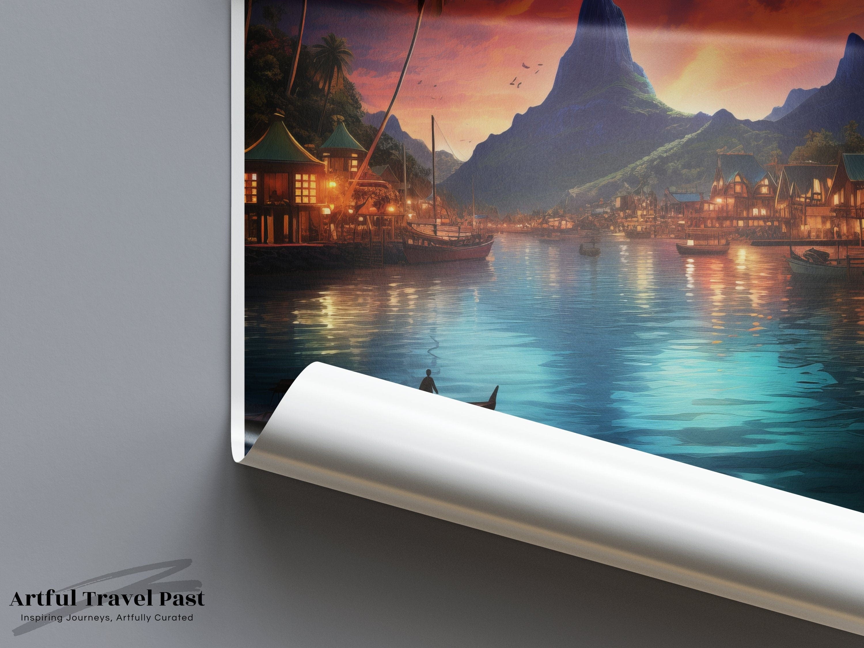 Wall Art Bora Bora Poster | Tropical Twilight | French Polynesia Art