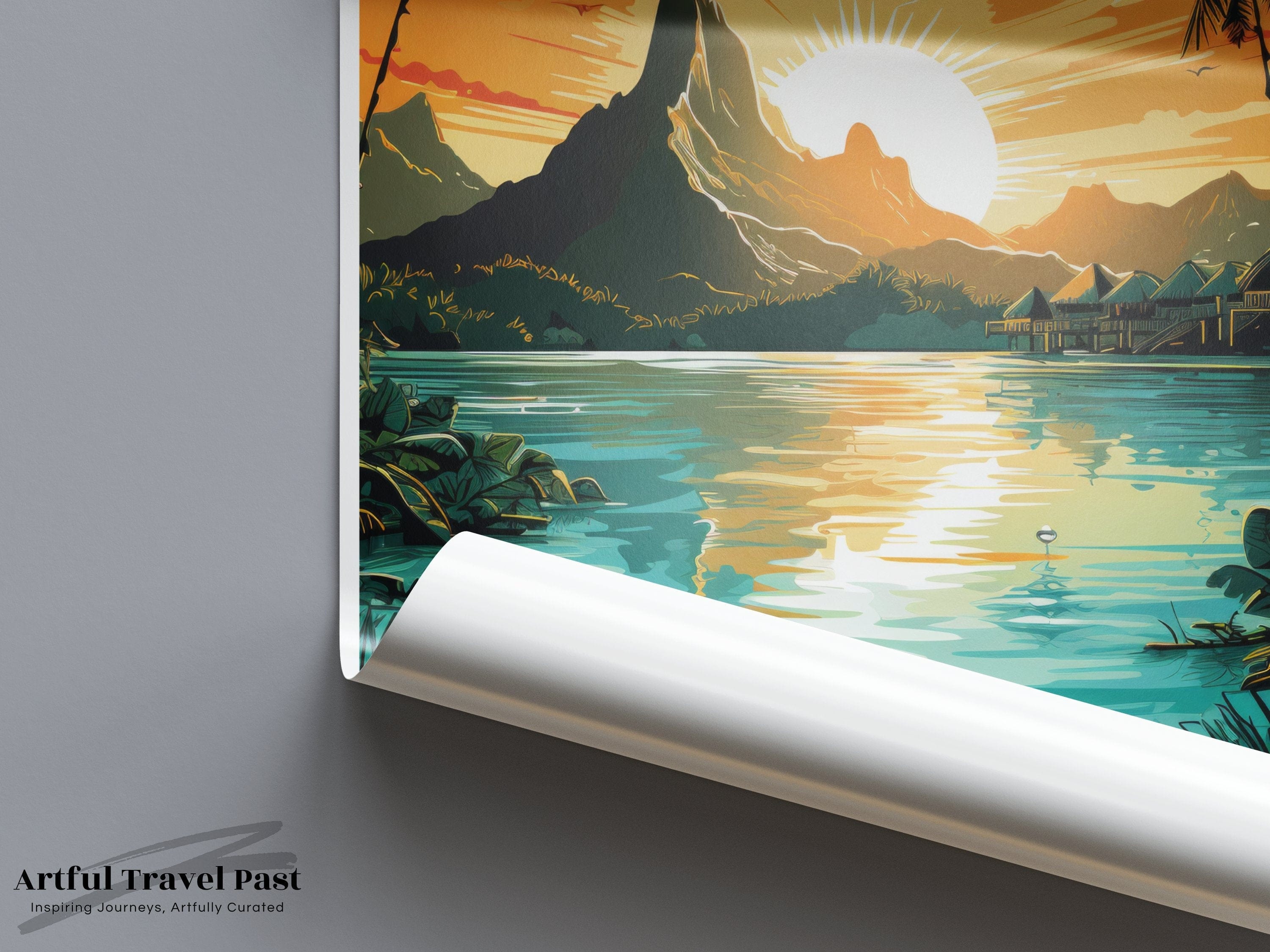 Wall Art Bora Bora Poster | Tropical Sunset | French Polynesia Wall Art