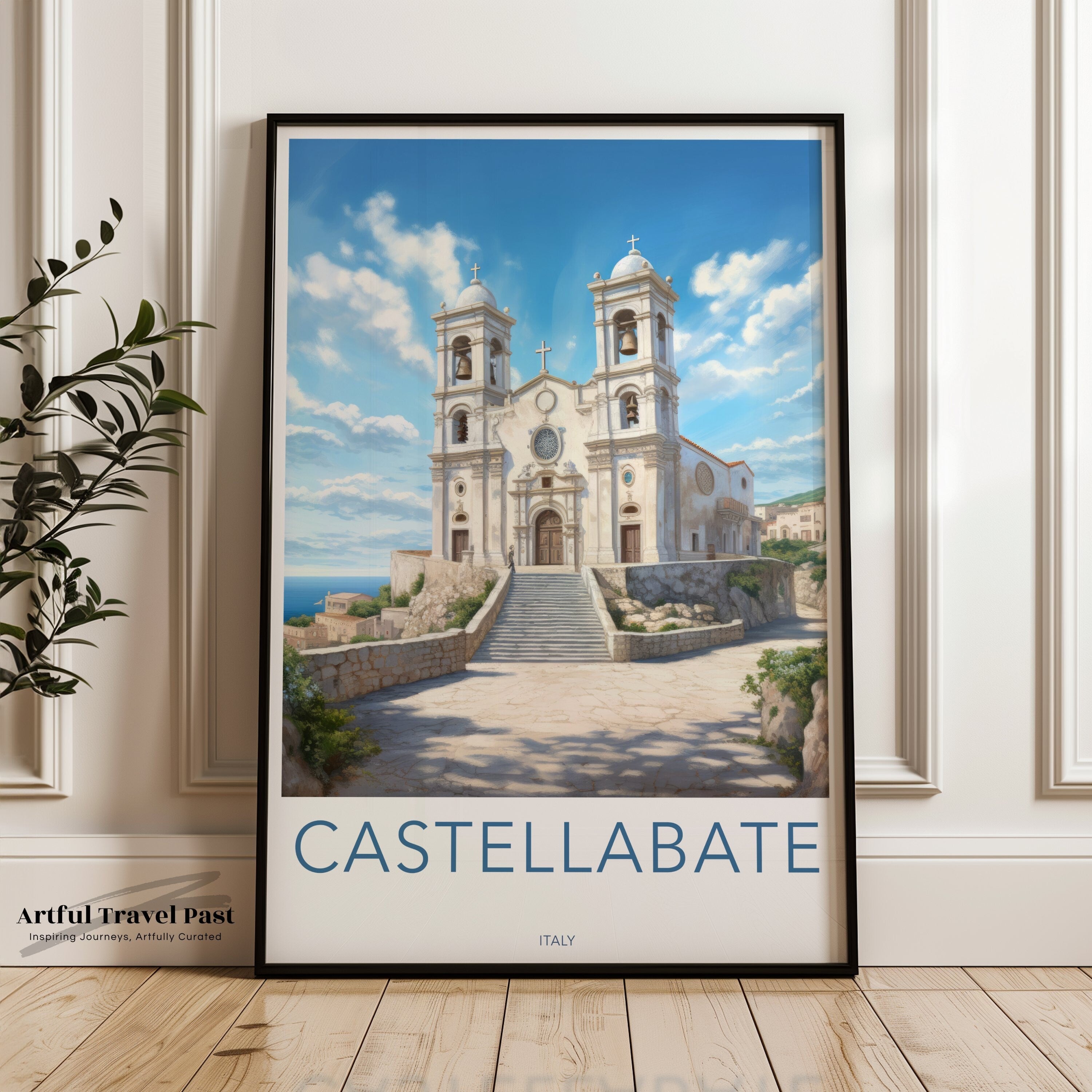 Castellabate Italy Wall Art, Vintage Travel Poster, Italy Art Print, Italian Coast Decor, Home Decor, Travel Poster Prints