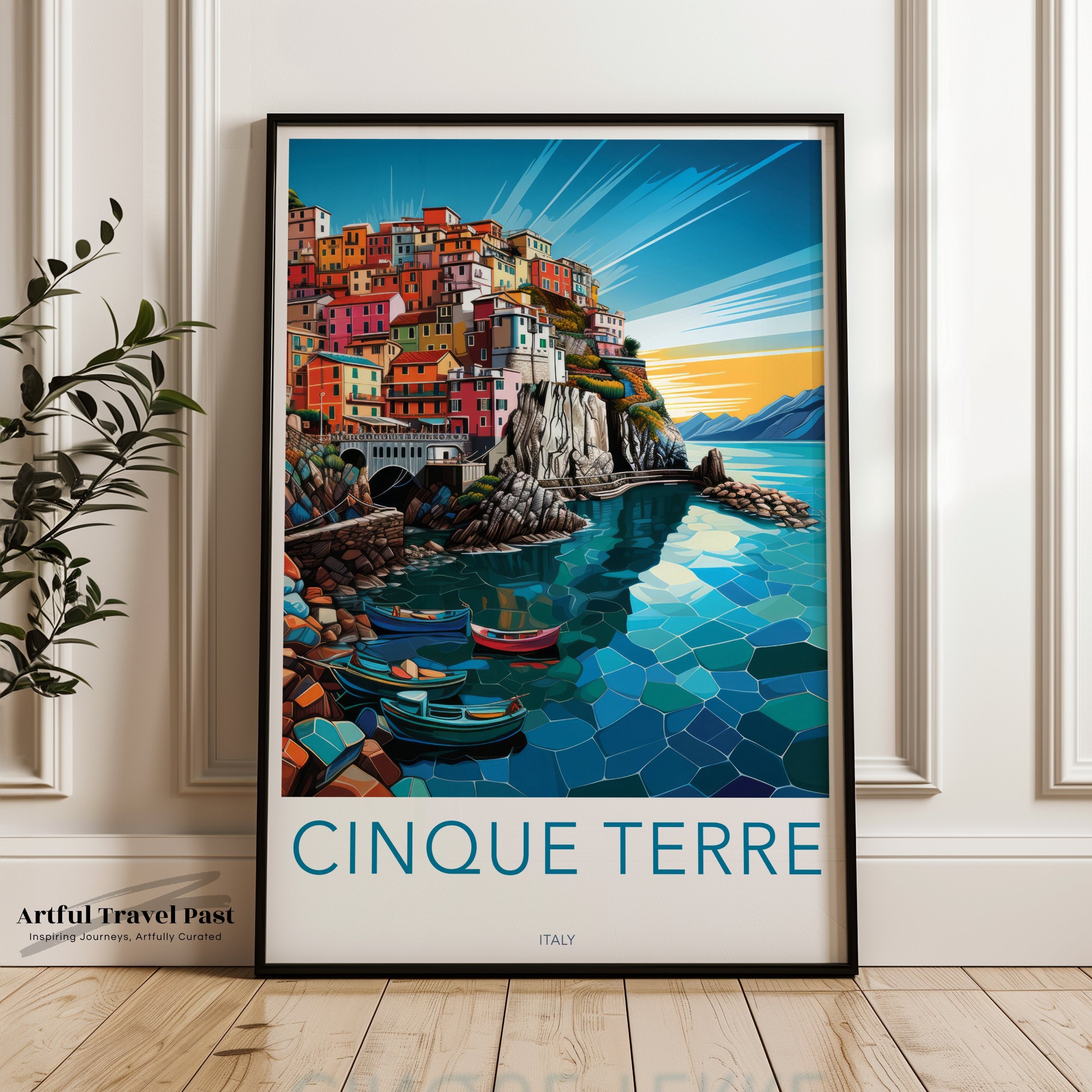 Cinque Terre Wall Art, Coastal Village Print, Italian Riviera Decor, Vibrant Seaside Poster, Scenic Italy Landscape Artwork