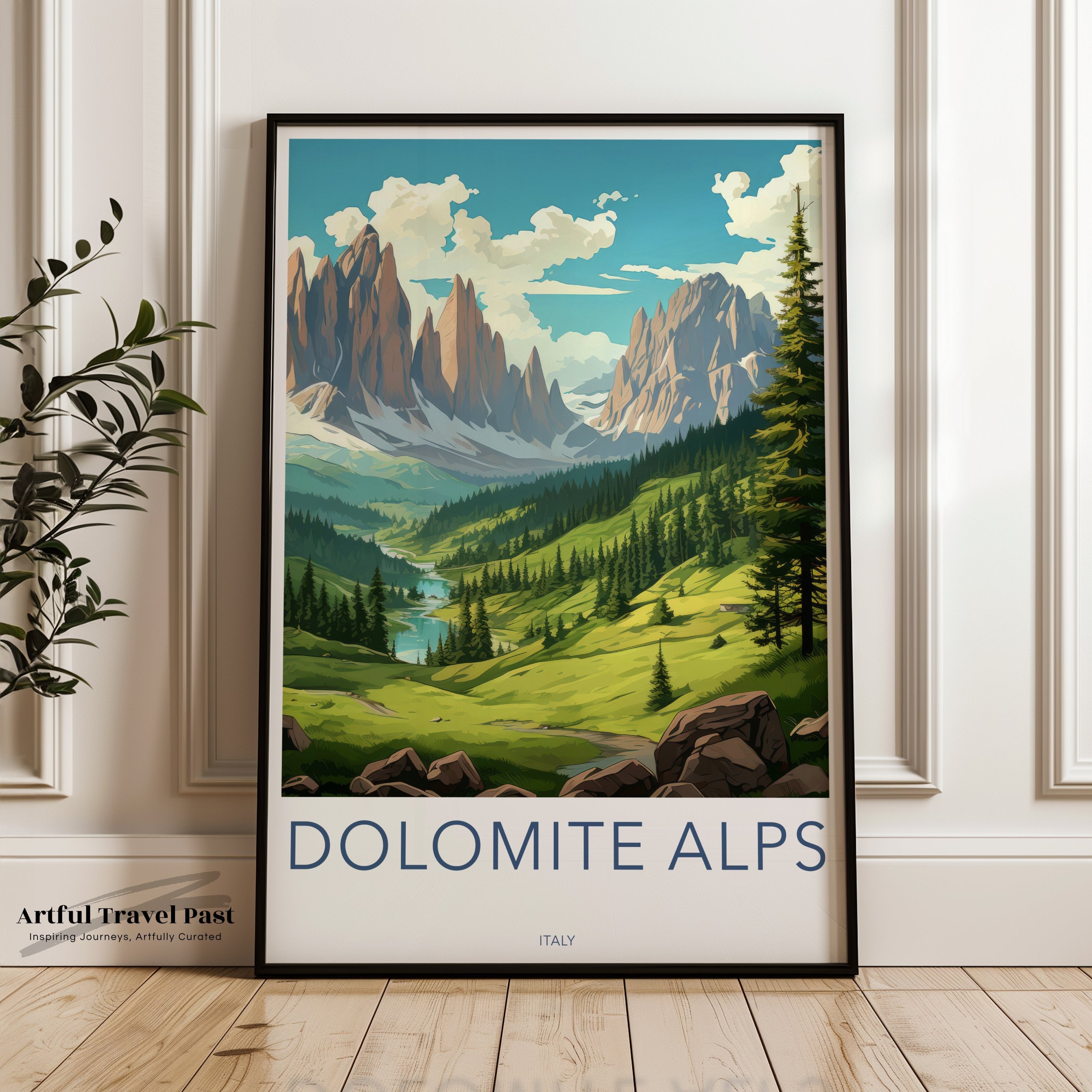 Dolomite Alps Italy Wall Art, Scenic Mountain Landscape Decor, Nature Print for Home, Alpine Travel Poster, Hiking Adventure Art