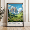 Stunning Dolomite Alps Wall Art Print, Italy Travel Poster, Landscape Art, Nature Illustration, Alpine Wall Decor, Mountain Scenery