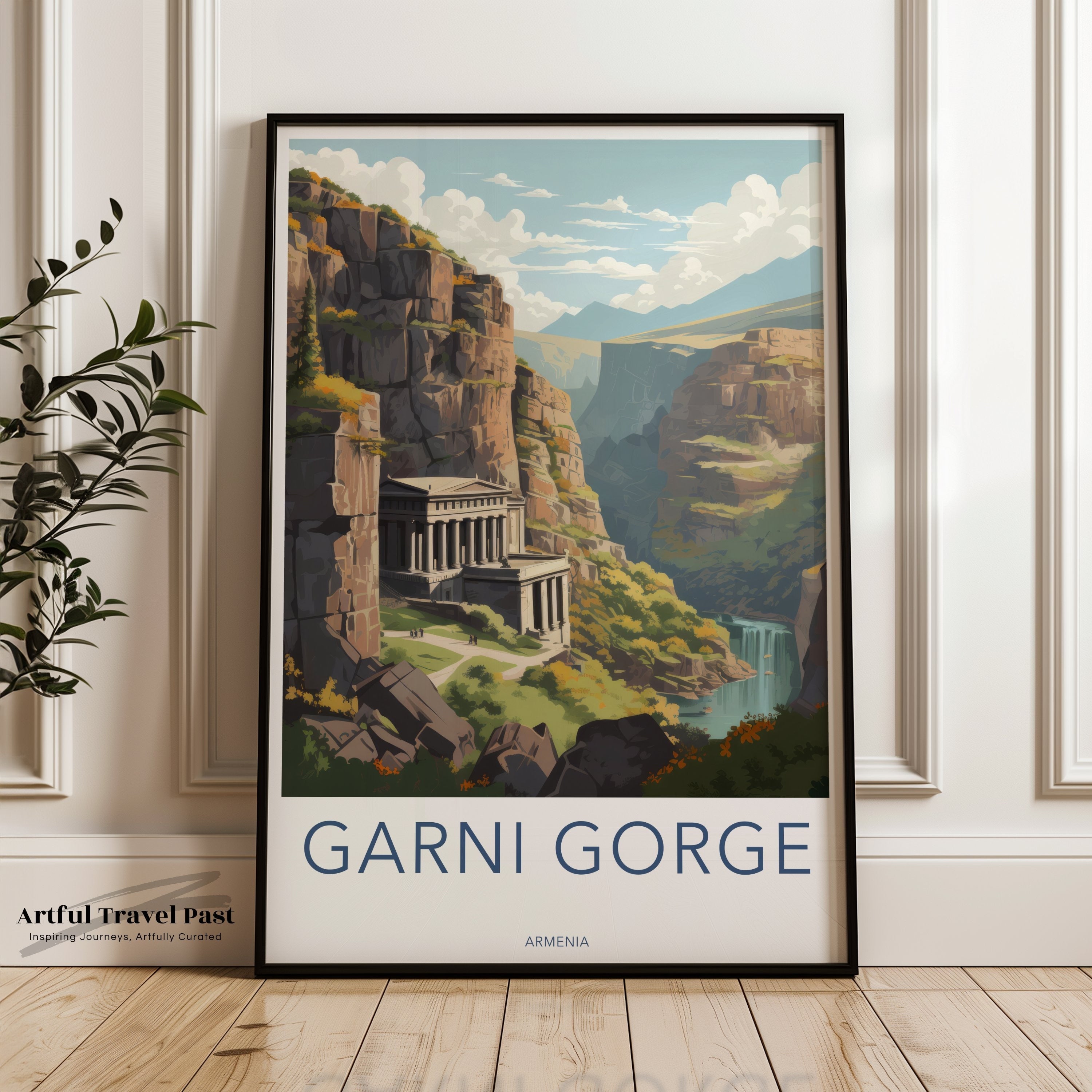 Garni Gorge Armenia Wall Art Print, Vintage Travel Poster, Scenic Landscape Artwork, Nature Illustration, Home Decor