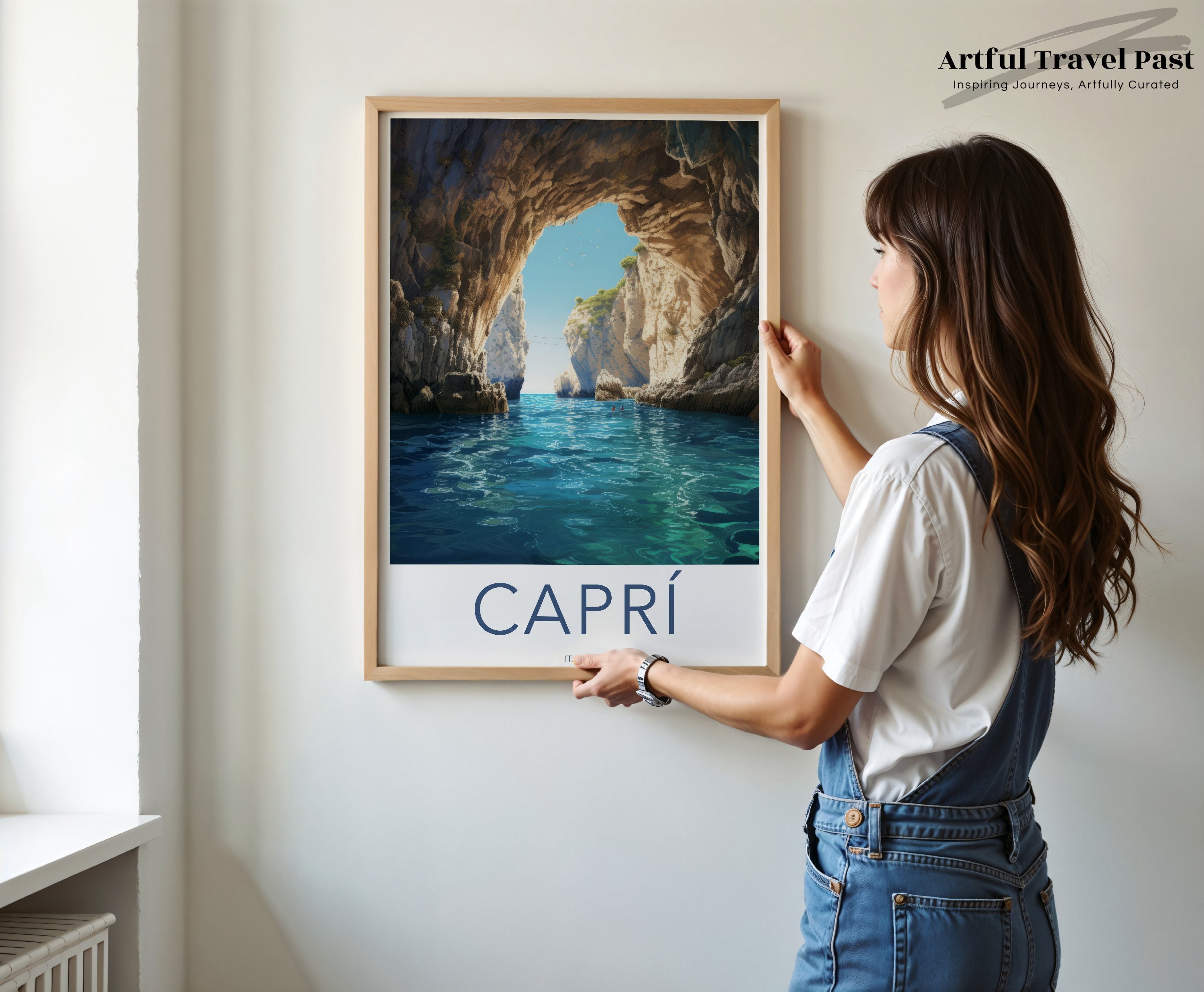 Capri Italy Wall Art Print, Coastal Cave Landscape Print, Mediterranean Seaside Poster, Scenic Ocean View Decor