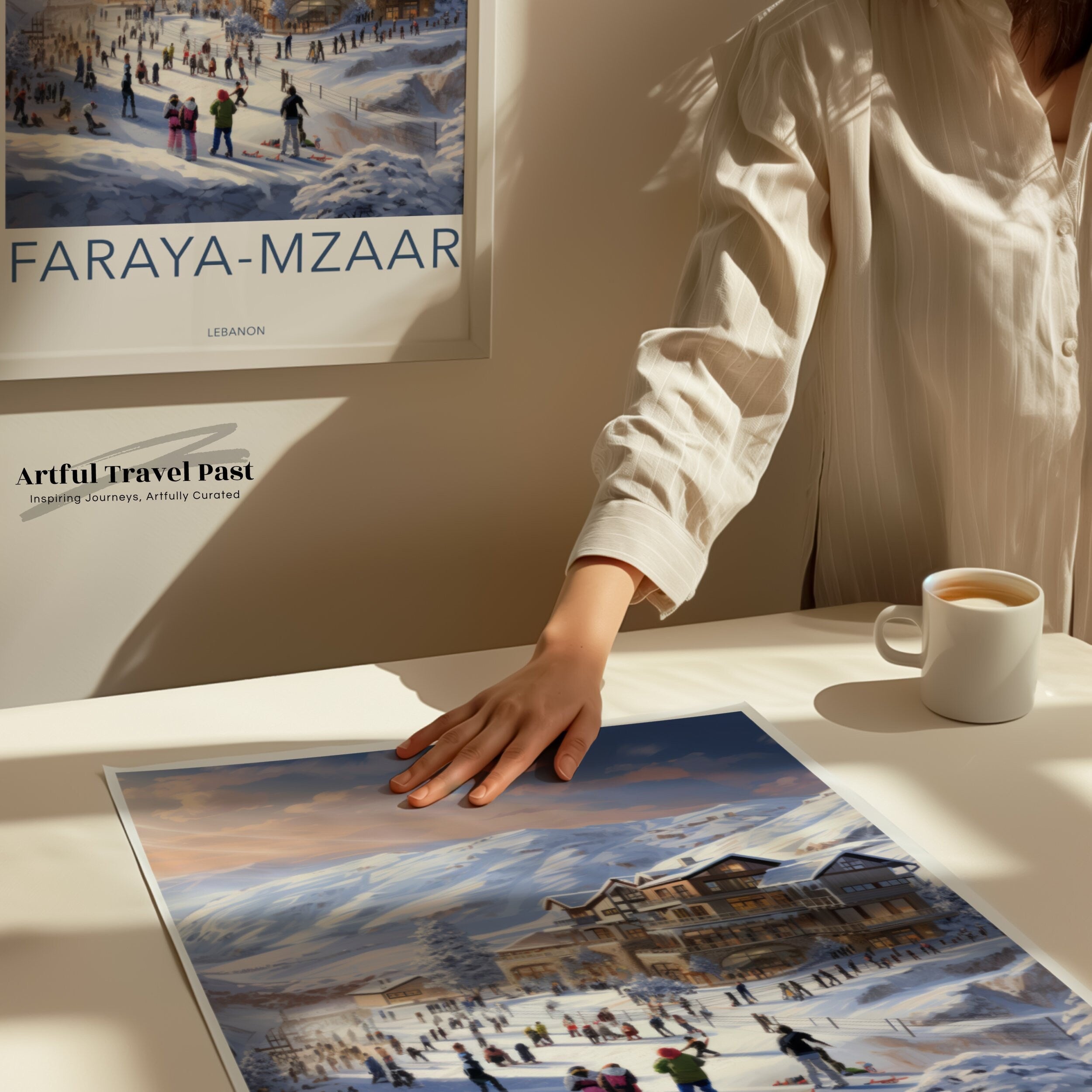 Faraya Mzaar Winter Resort Wall Art, Lebanon Ski Resort Poster, Snowy Mountains Print, Winter Landscape Artwork for Home Decor