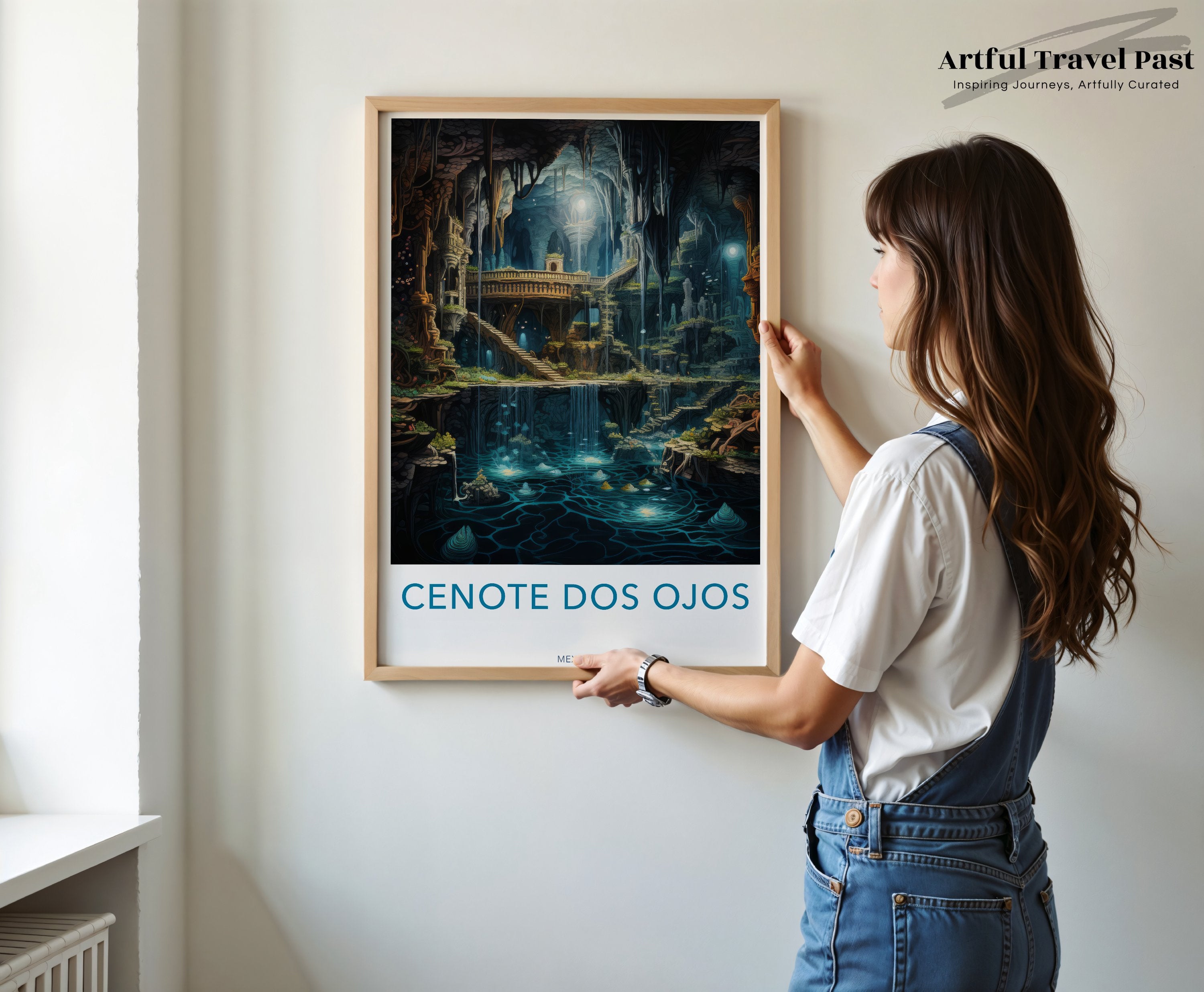 Cenote Dos Ojos Wall Art, Fantasy Cave Decor, Magical Underground Scene, Mystical Art Print, Nature Inspired Poster, Mexico