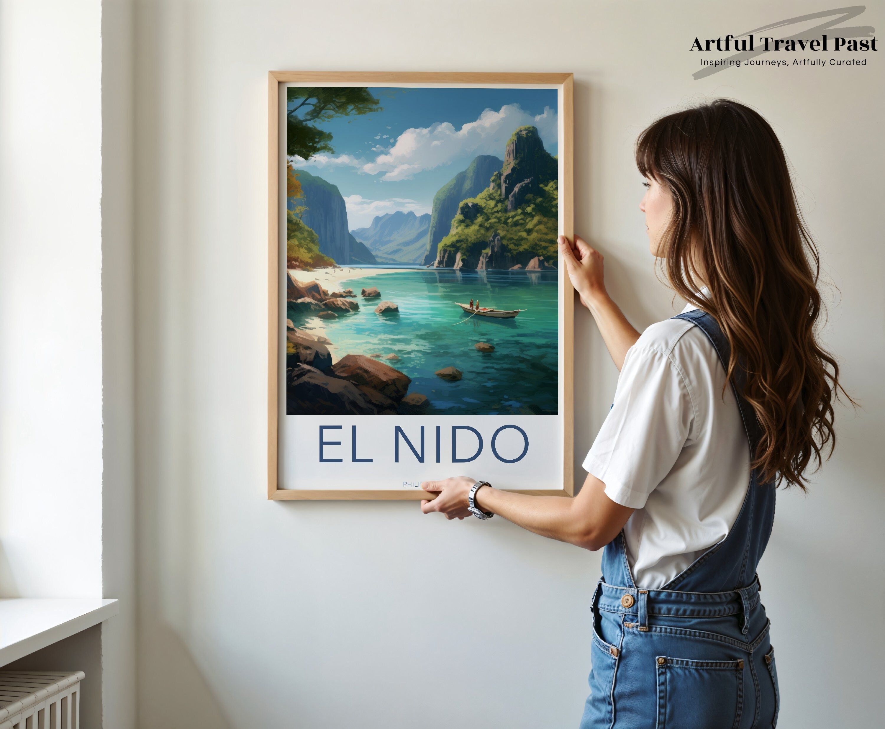 El Nido Philippines Wall Art, Travel Poster Print, Tropical Beach Decor, Mountain Scenery, Coastal Artwork, Beach Lovers Gift