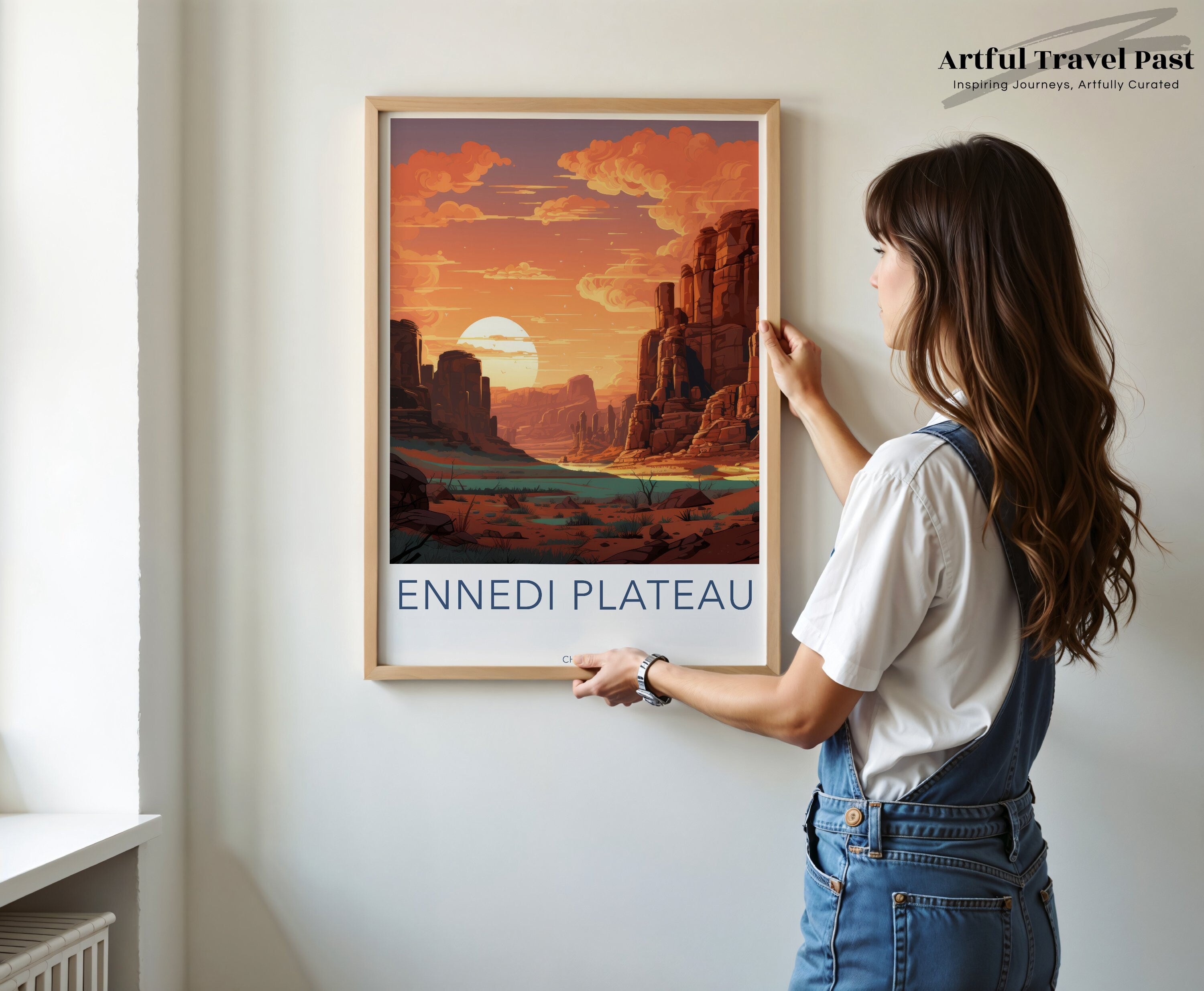 Ennedi Plateau Wall Art, Sunset Landscape Poster, African Desert Scenery Print, Rocky Mountains Illustration, Home Decor