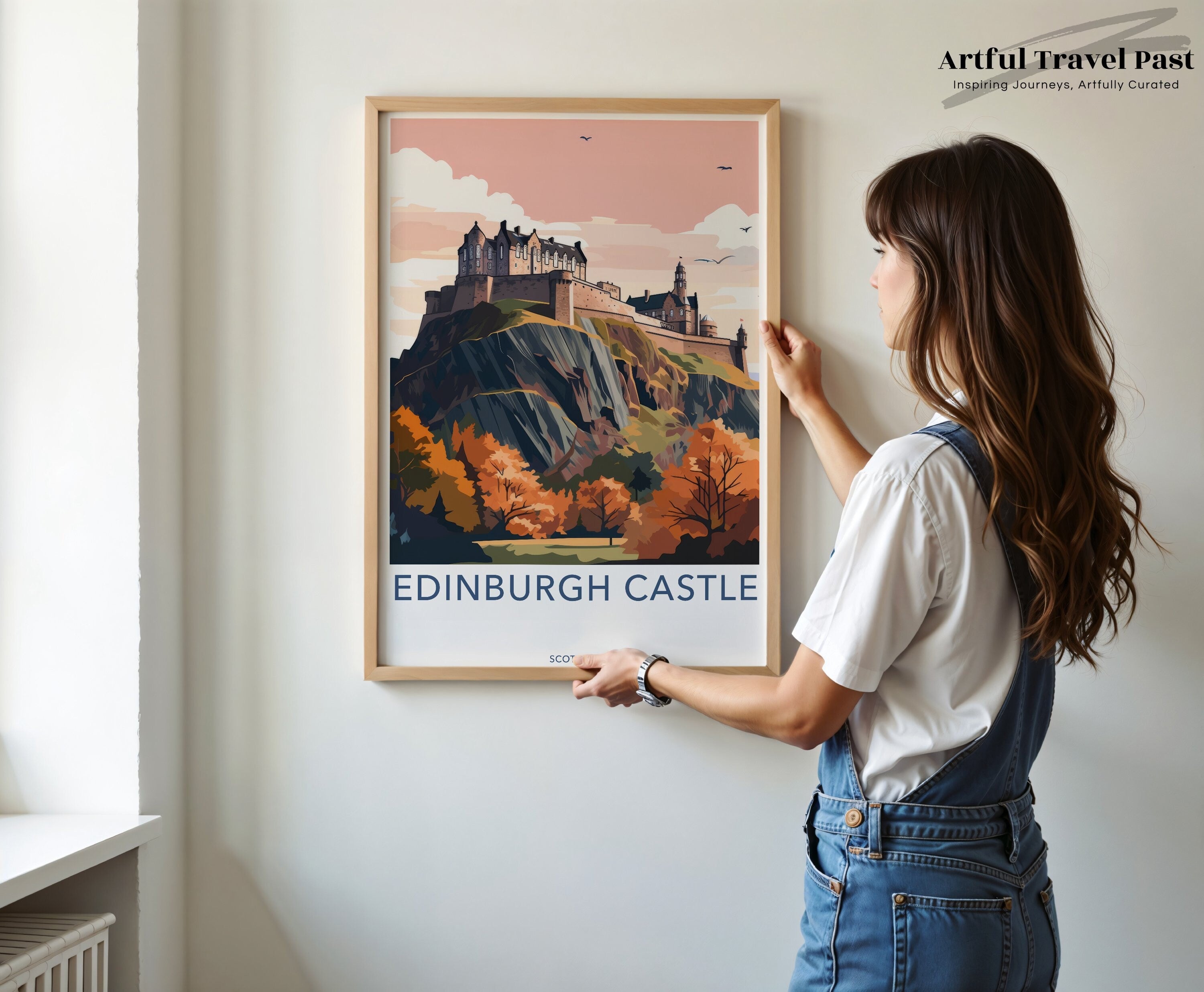 Edinburgh Castle Wall Art, Scotland Landscape Print, Historic Fortress Decor, Autumn Scenery Artwork, Travel Poster