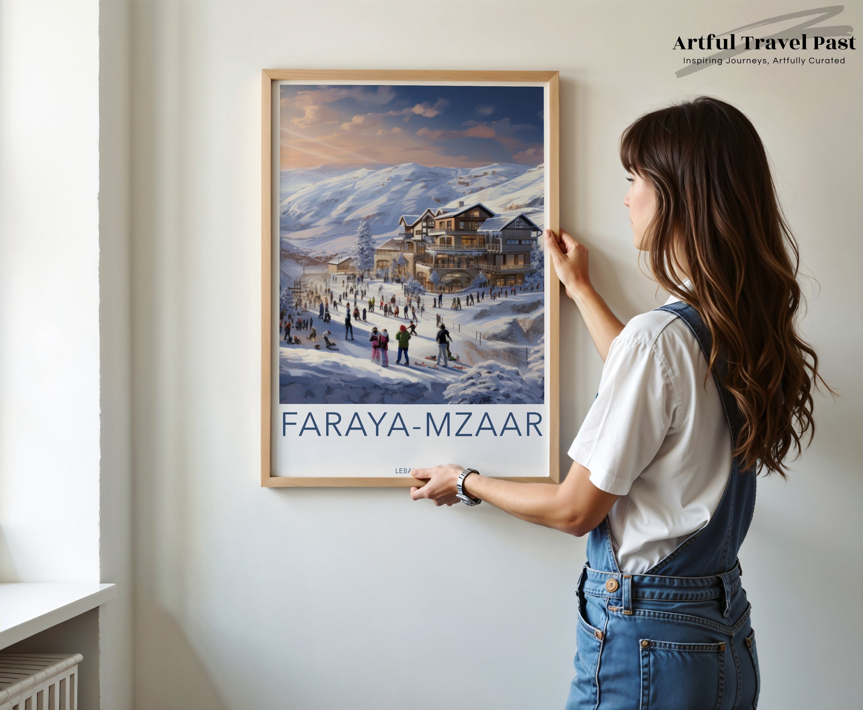 Faraya Mzaar Winter Resort Wall Art, Lebanon Ski Resort Poster, Snowy Mountains Print, Winter Landscape Artwork for Home Decor