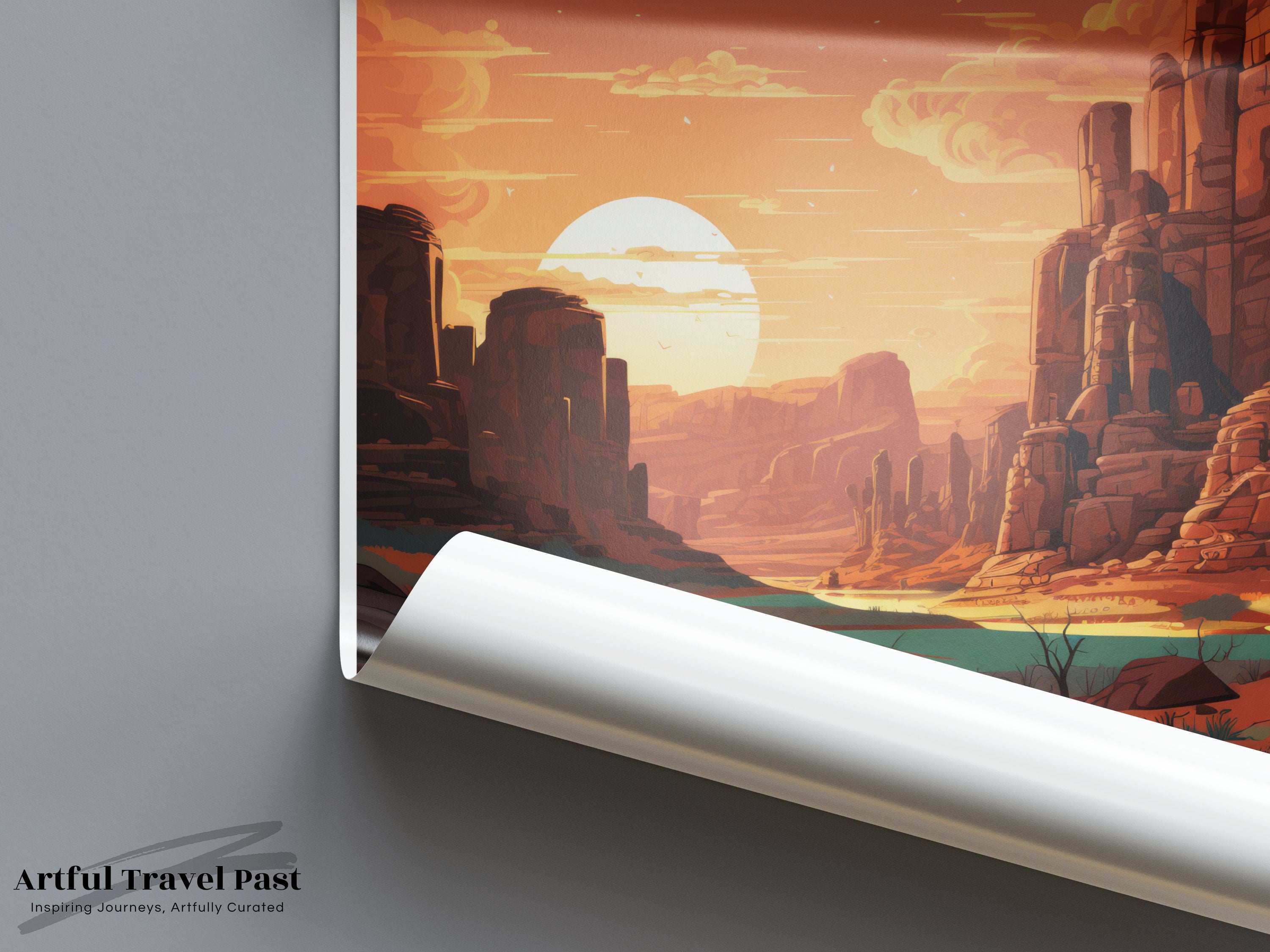 Ennedi Plateau Wall Art, Sunset Landscape Poster, African Desert Scenery Print, Rocky Mountains Illustration, Home Decor