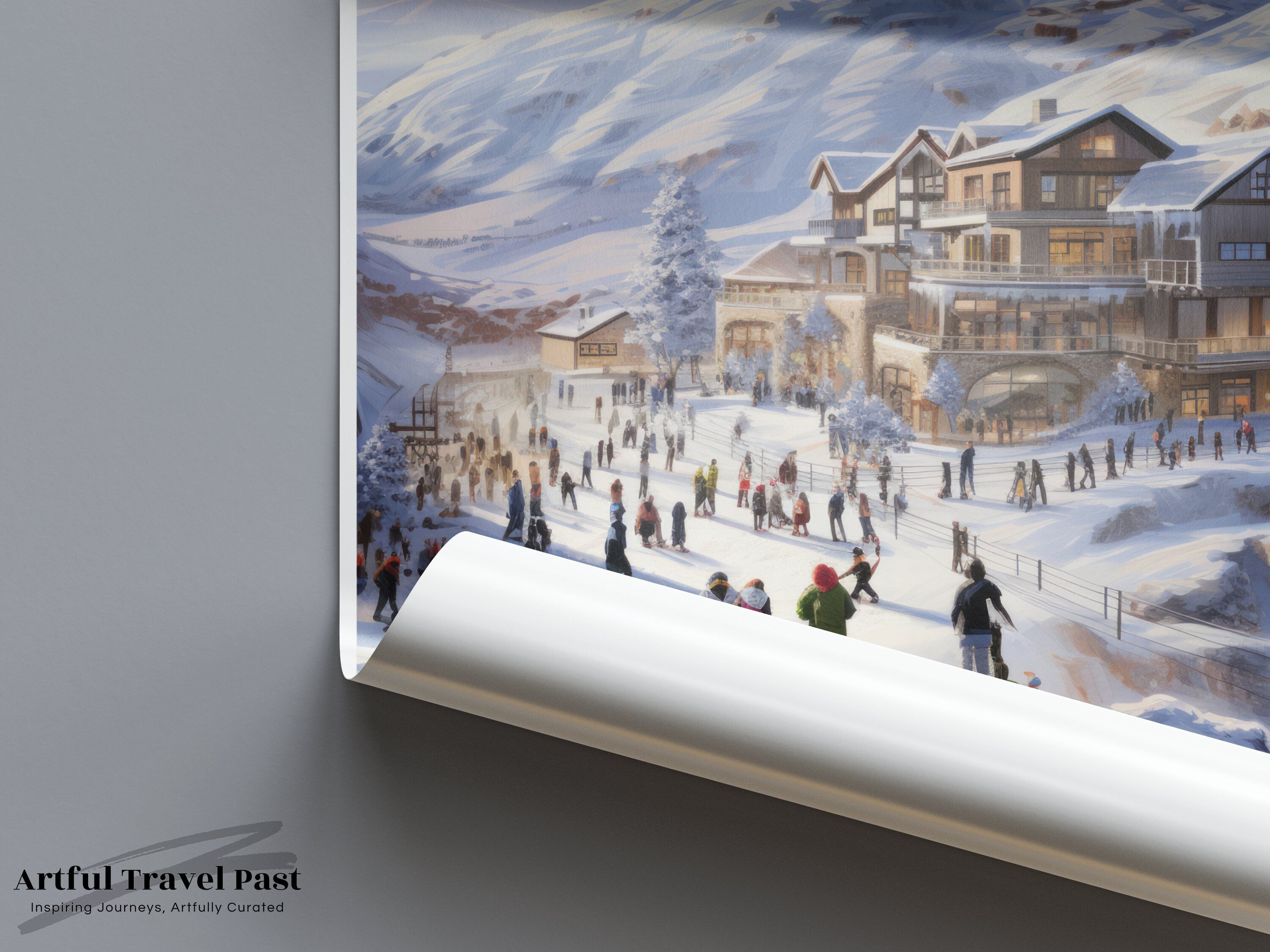 Faraya Mzaar Winter Resort Wall Art, Lebanon Ski Resort Poster, Snowy Mountains Print, Winter Landscape Artwork for Home Decor