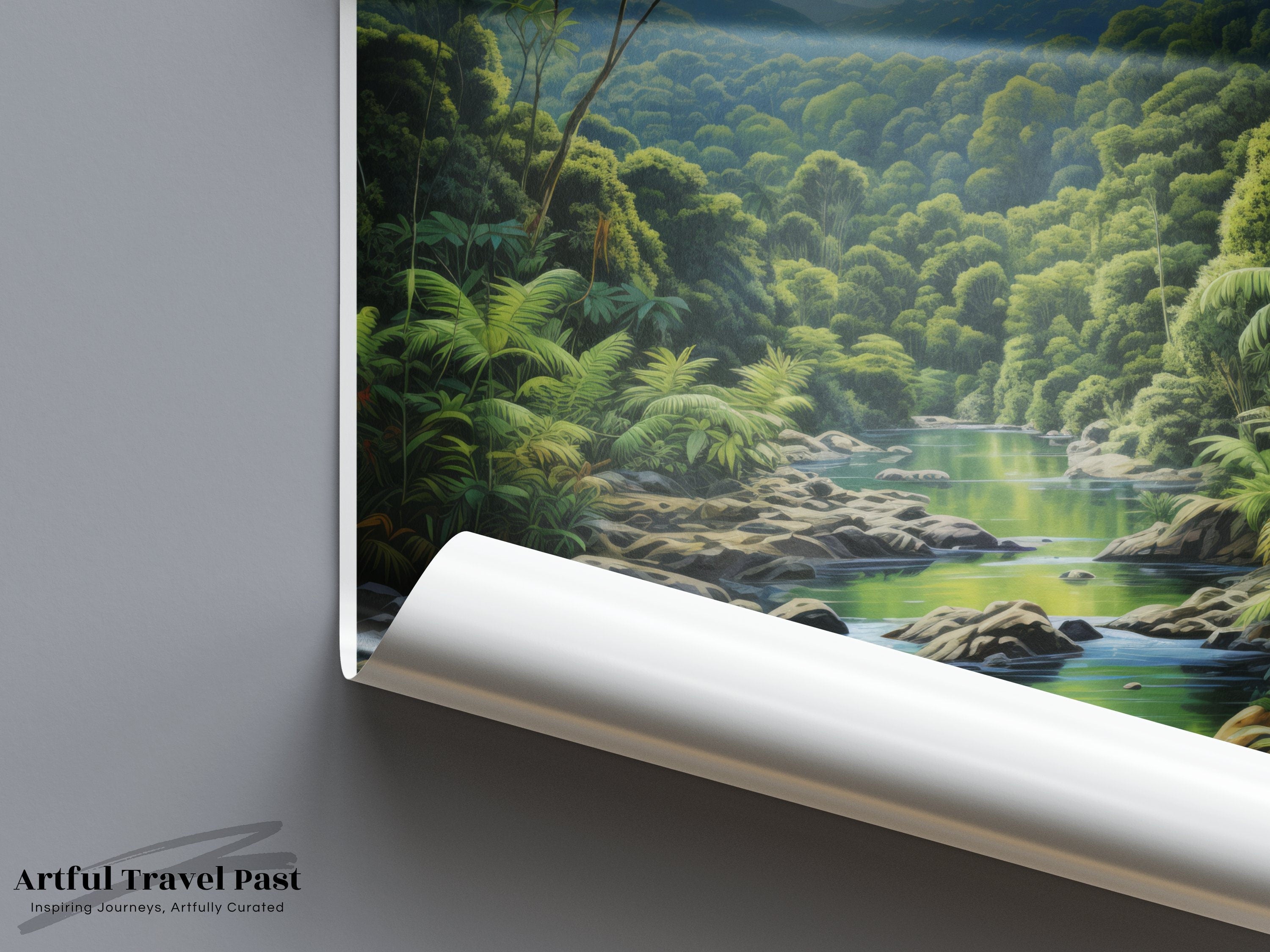 Daintree Wall Art Print, Nature Landscape Poster, Tropical Forest Artwork, Scenic River View, Australia Travel Decor