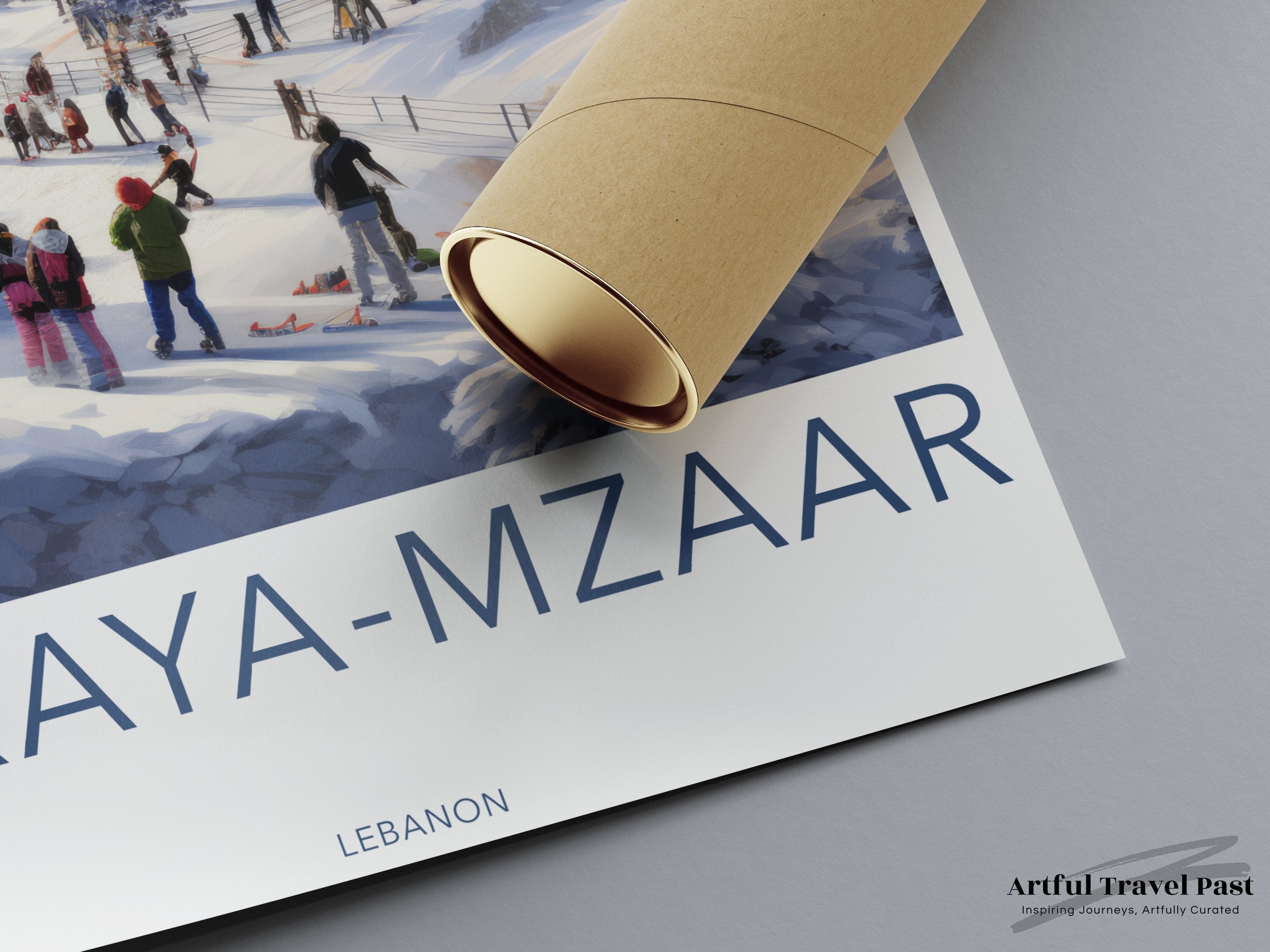 Faraya Mzaar Winter Resort Wall Art, Lebanon Ski Resort Poster, Snowy Mountains Print, Winter Landscape Artwork for Home Decor