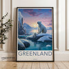 Greenland polar bear wall art, arctic animal print poster, scenic landscape decor, wildlife artwork, nature illustration