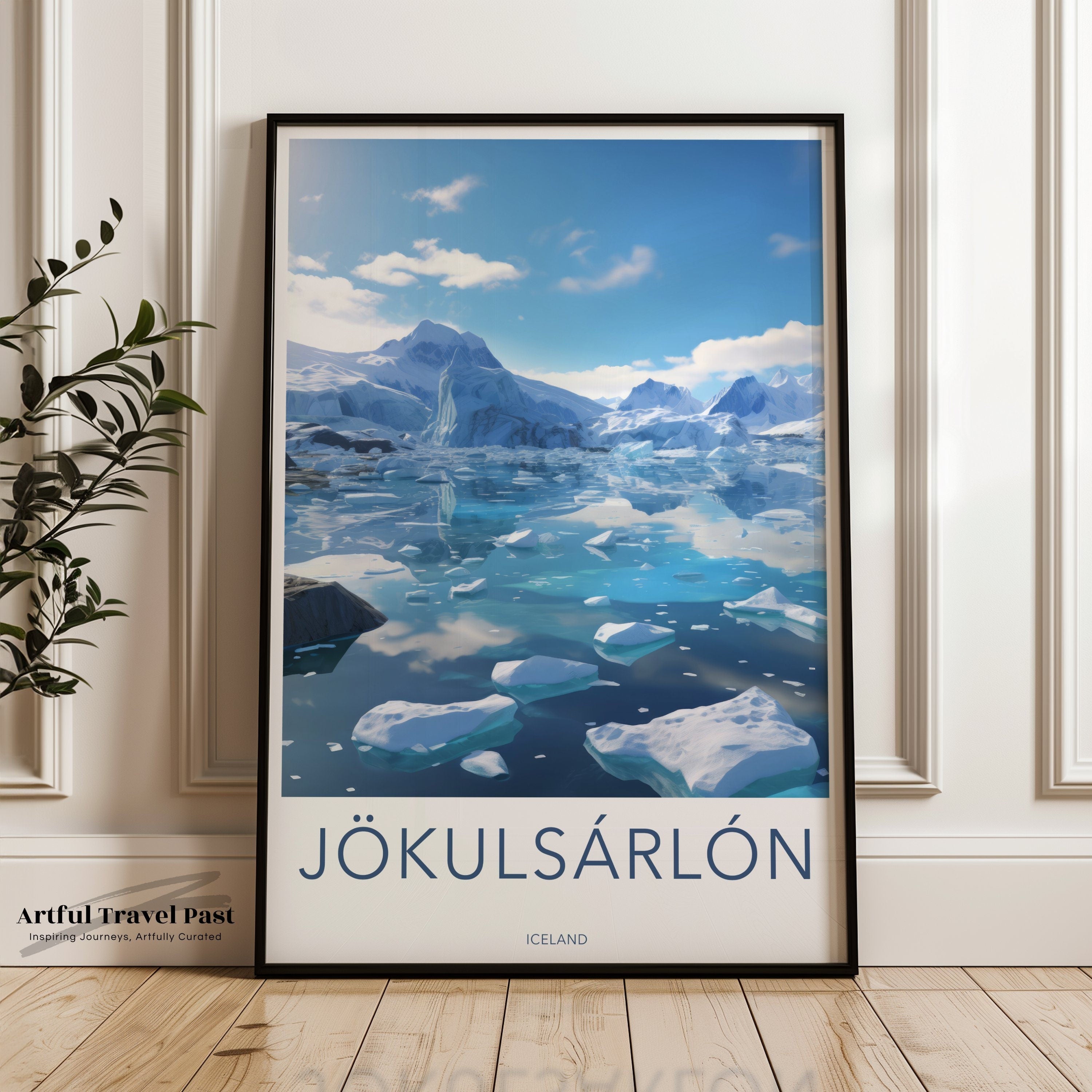 Jokulsarlon Iceland Glacier Lagoon Poster, Icelandic Scenic Landscape Wall Art, Iceberg Reflection Print, Nature Photography Decor