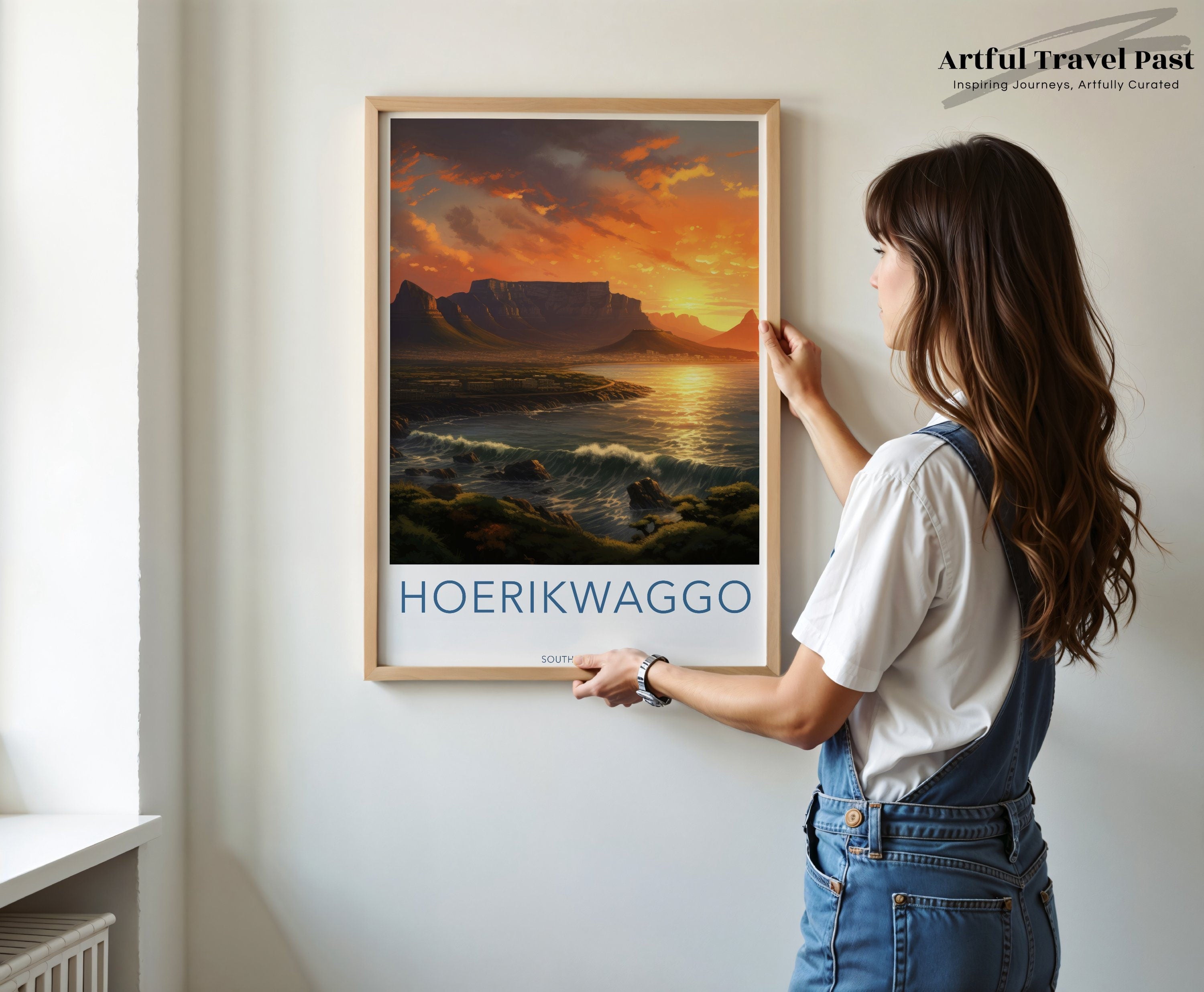 Sunset Over Hoerikwaggo South Africa Wall Art Print, Scenic Landscape Poster, Nature Artwork, Beautiful Ocean View Decor