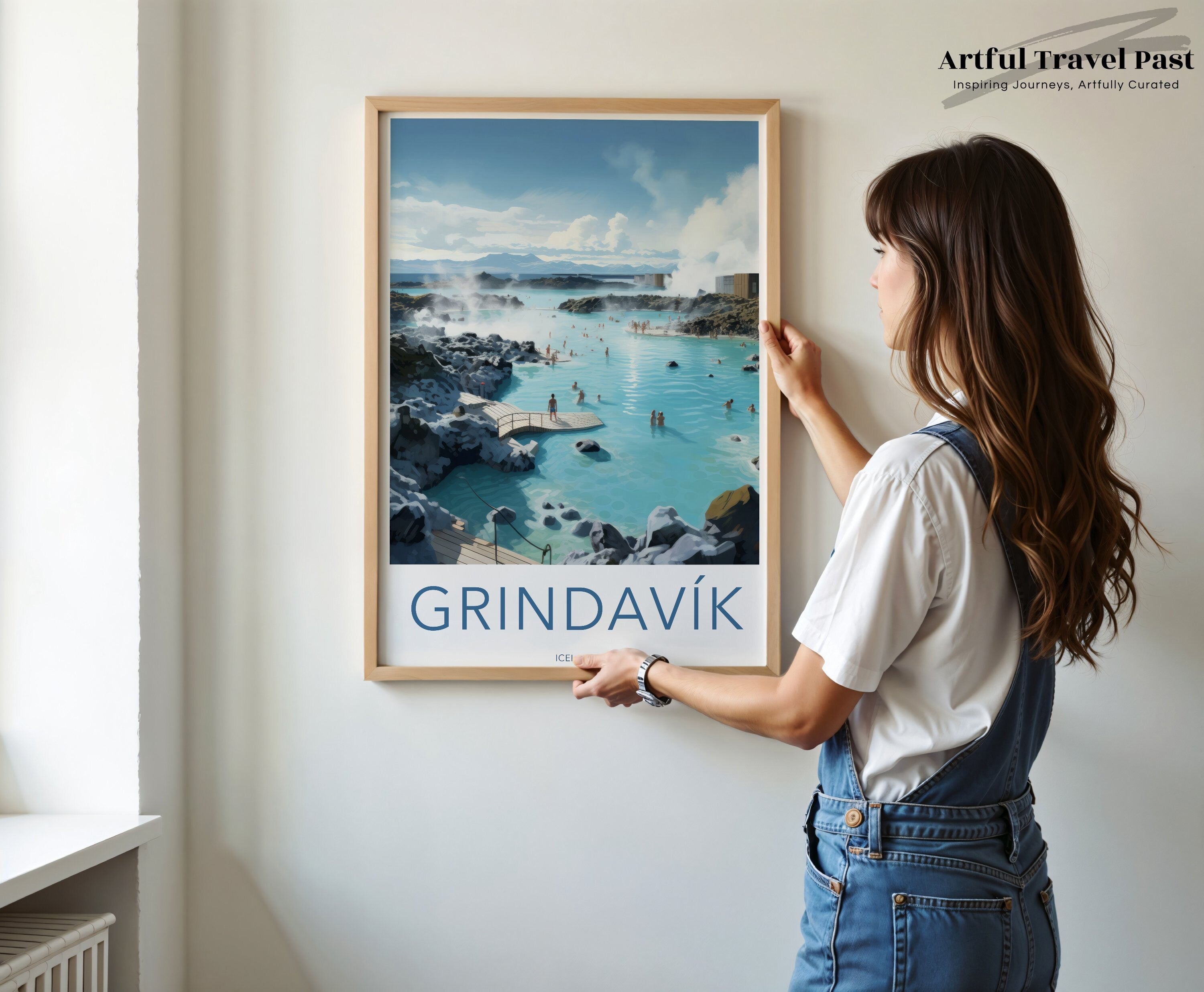 Grindavik Iceland Wall Art, Blue Lagoon Poster, Scandinavian Art Print, Nordic Decor, Gift for Travel Lovers, Minimalist Landscape Art