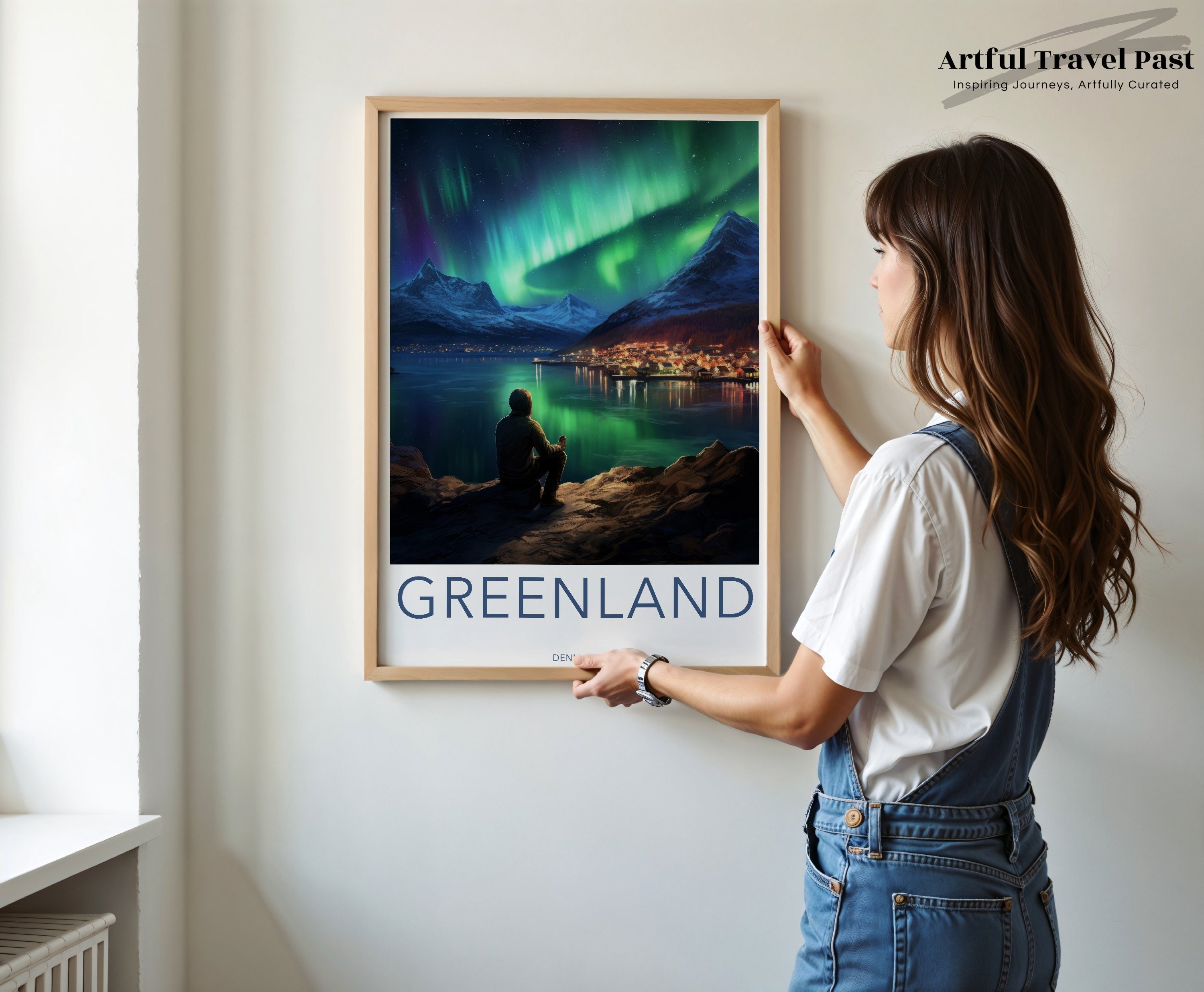 Greenland Northern Lights Scenic View, Aurora Borealis Wall Art, Nature Landscape Poster, Arctic Adventure Decor, Travel Print