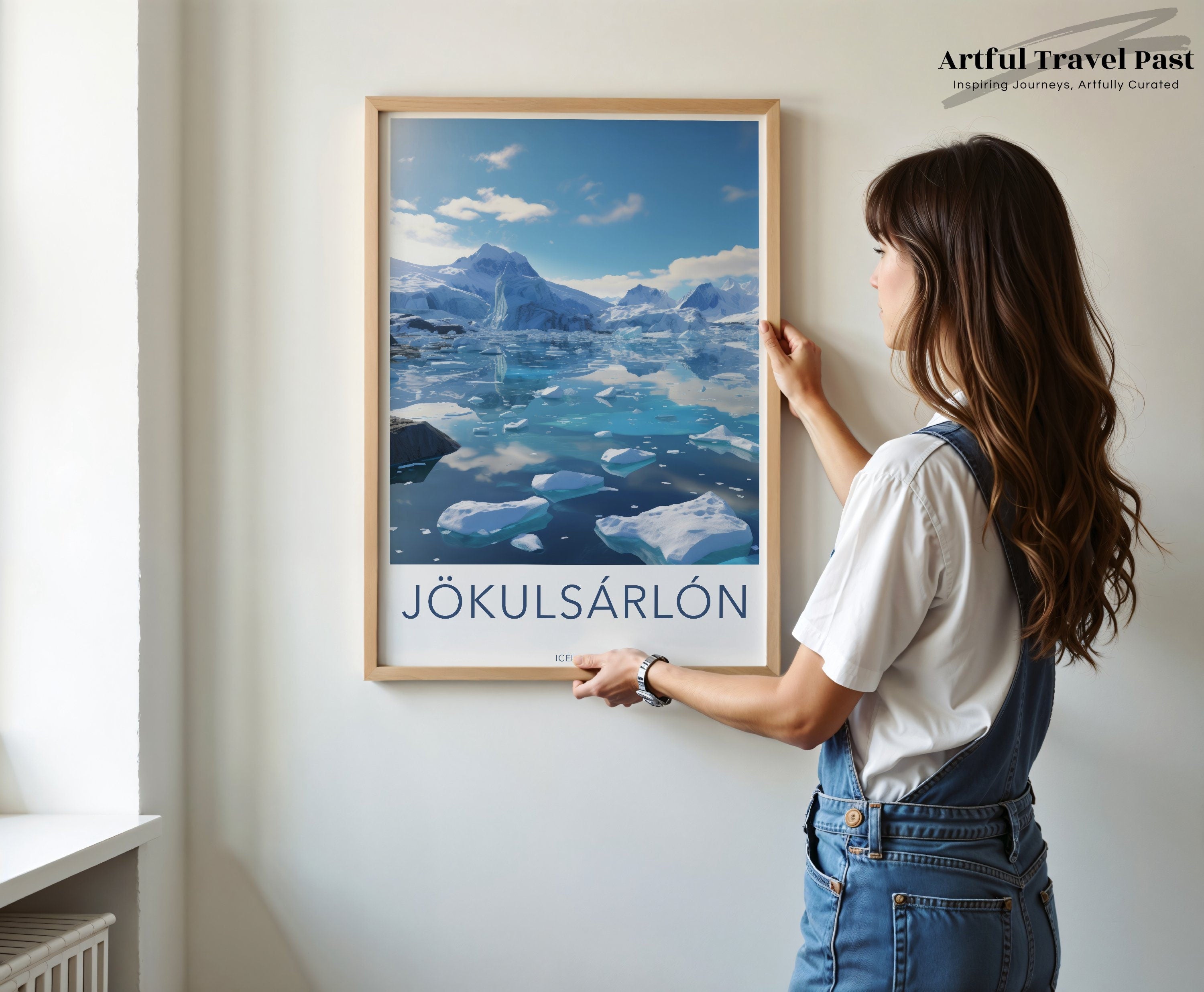 Jokulsarlon Iceland Glacier Lagoon Poster, Icelandic Scenic Landscape Wall Art, Iceberg Reflection Print, Nature Photography Decor