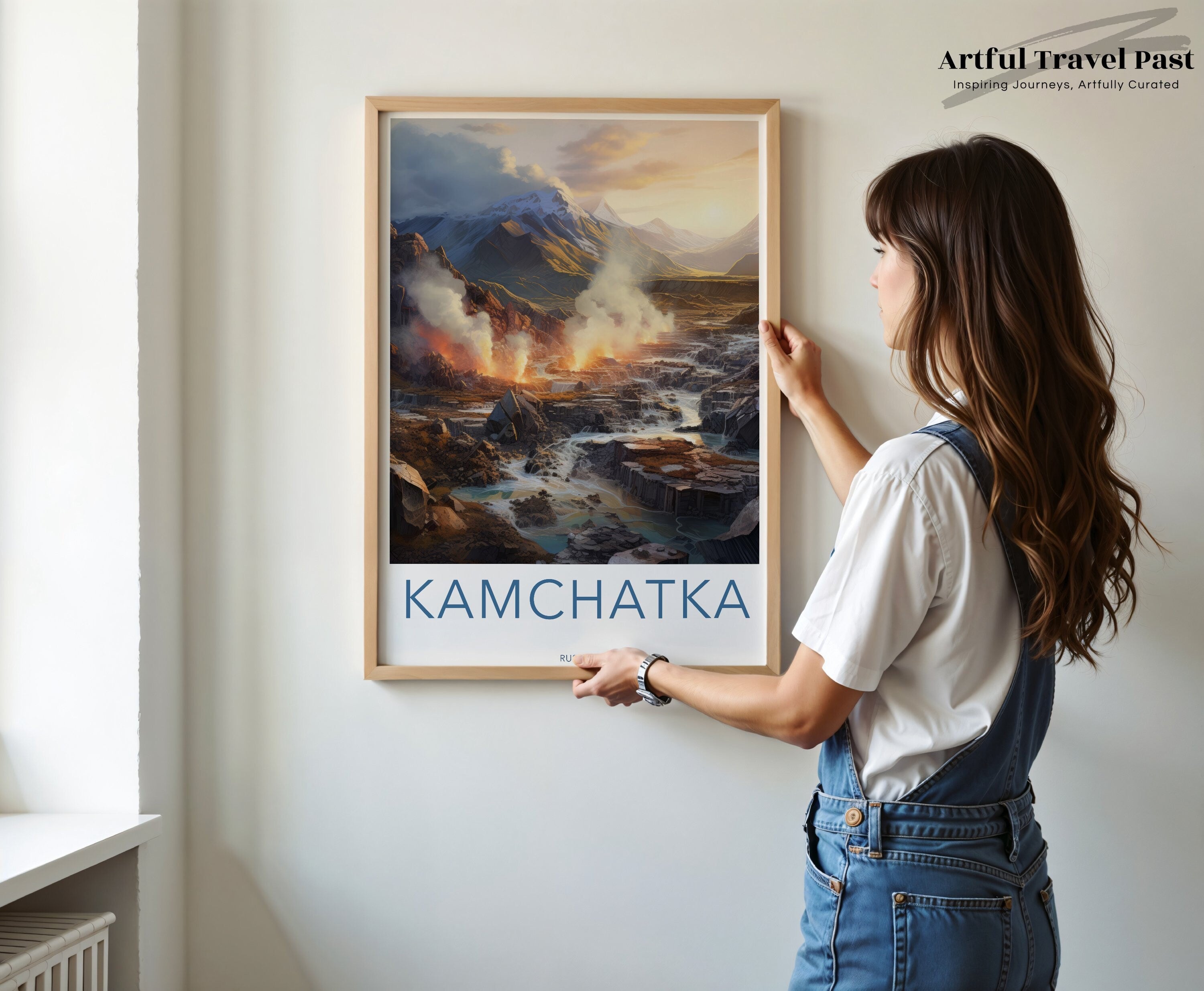 Kamchatka wall art, Russia travel poster, volcanic landscape print, nature scenery decor, mountain sunset artwork, unique gift