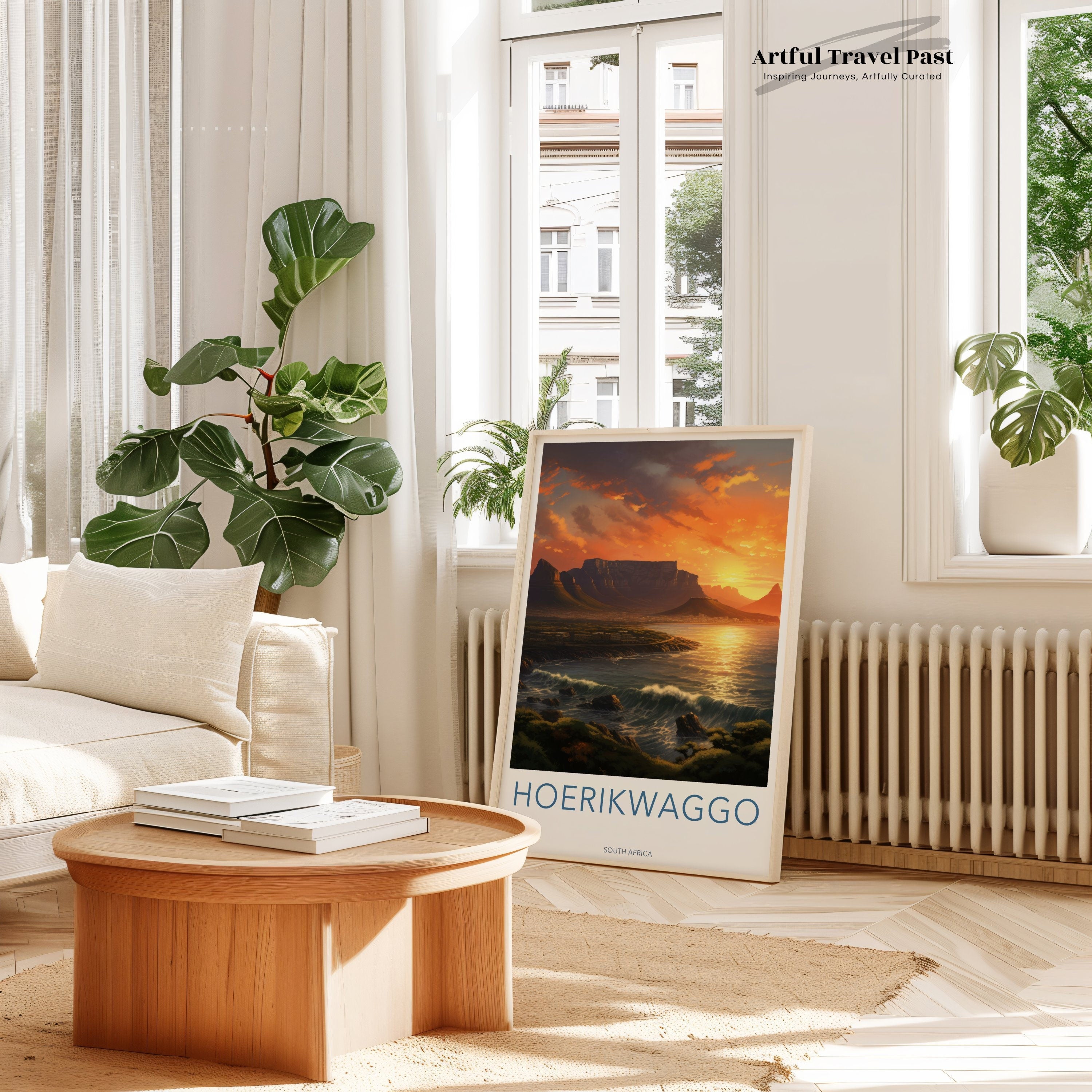 Sunset Over Hoerikwaggo South Africa Wall Art Print, Scenic Landscape Poster, Nature Artwork, Beautiful Ocean View Decor