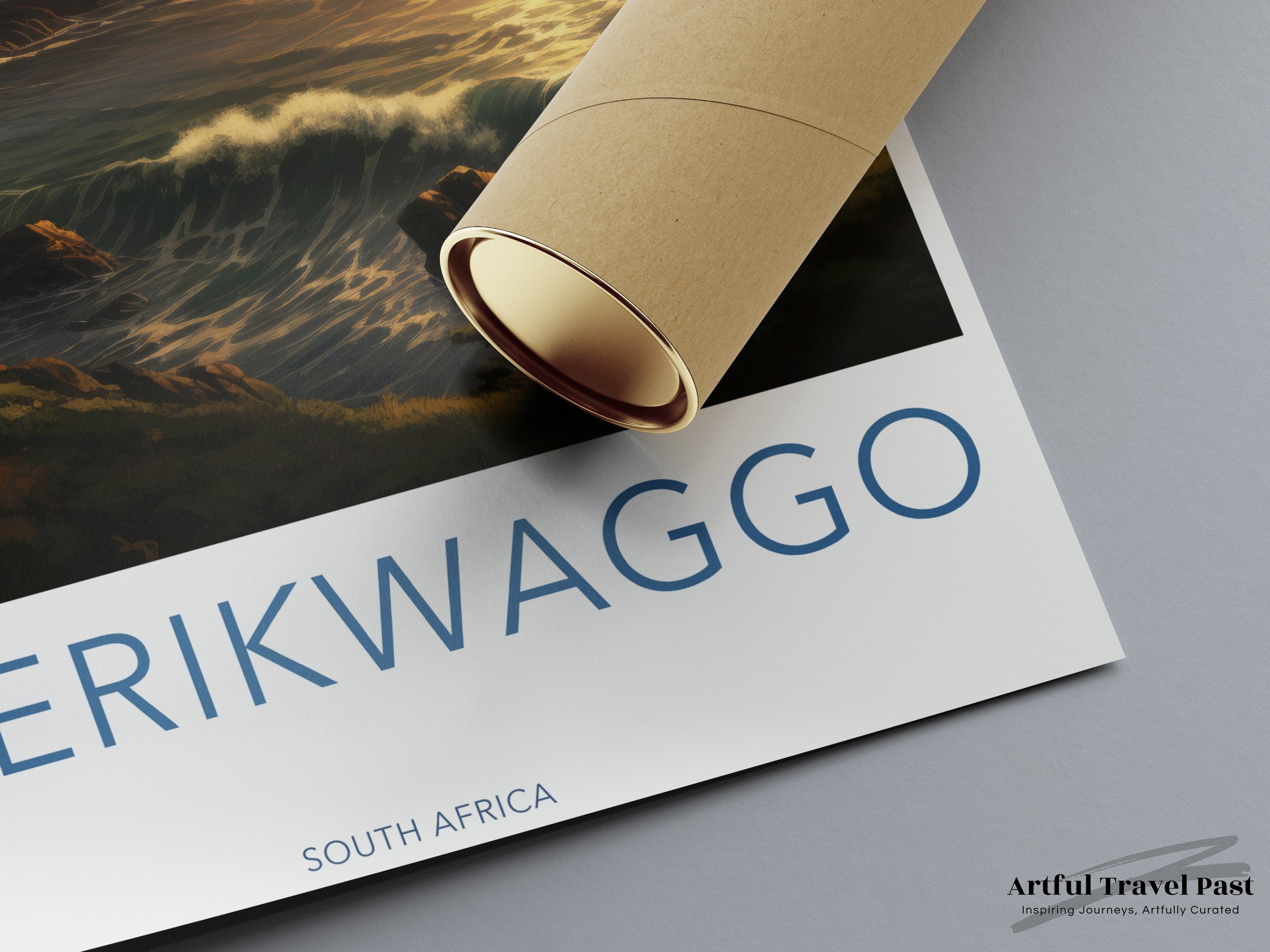 Sunset Over Hoerikwaggo South Africa Wall Art Print, Scenic Landscape Poster, Nature Artwork, Beautiful Ocean View Decor