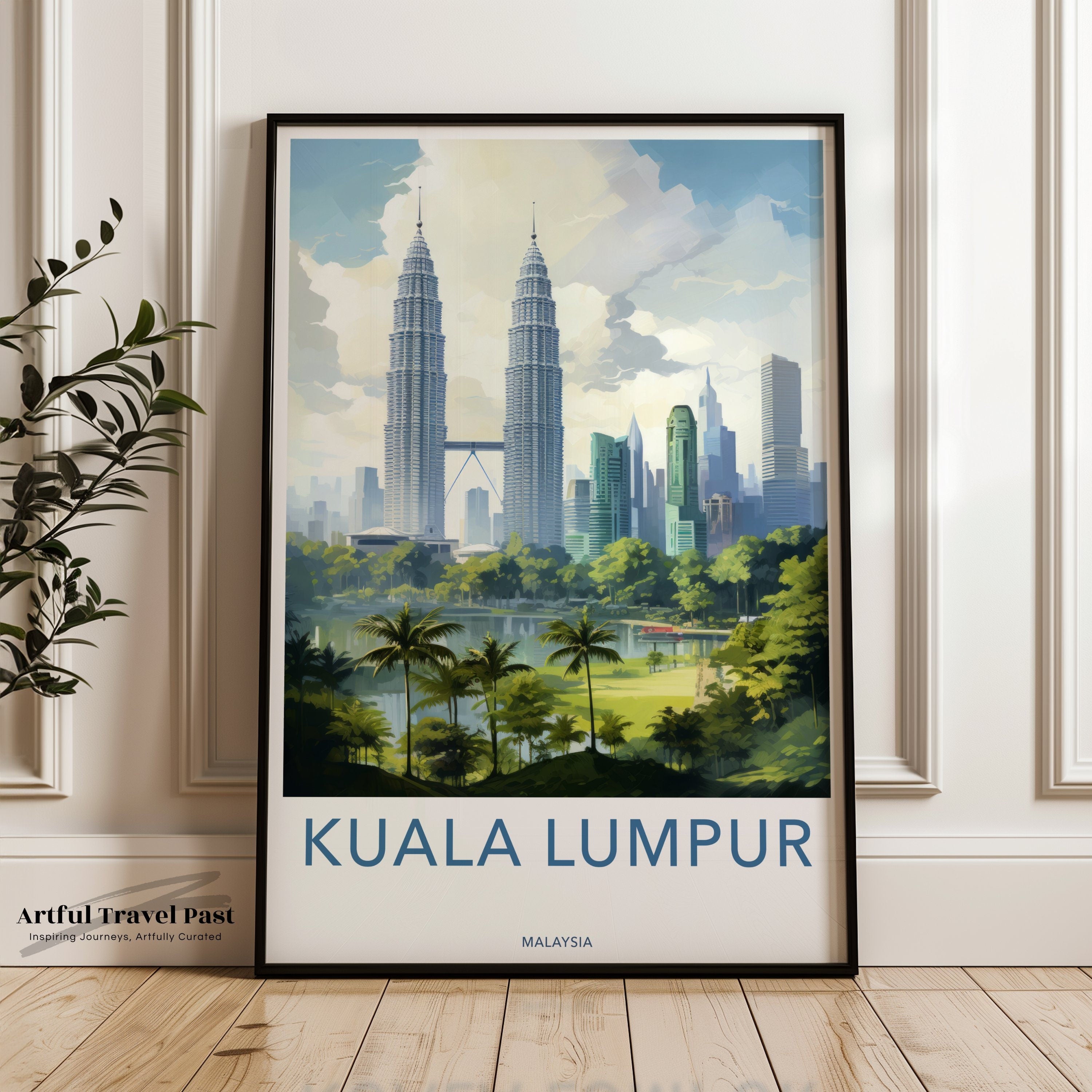 Kuala Lumpur city skyline poster, Malaysian landmarks art print, Kuala Lumpur travel decor, cityscape wall art, Malaysia print decor