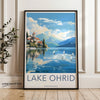 Lake Ohrid Wall Art, North Macedonia Scenic Print, Lake and Mountains Painting, Birds and Skyline Artwork, Coastal Decor