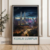 Kuala Lumpur cityscape wall art, vibrant city night view, Malaysia skyline print, modern city decor, urban nightscape poster