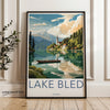 Scenic Lake Bled Slovenia Wall Art, Tranquil Nature Landscape Poster, Picturesque Mountain View Decor, Serene Lake Scene Print