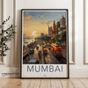 Mumbai Cityscape Poster, Sunset Wall Art, India Travel Decor, Urban Landscape Art Print, Vintage Style City Artwork for Home