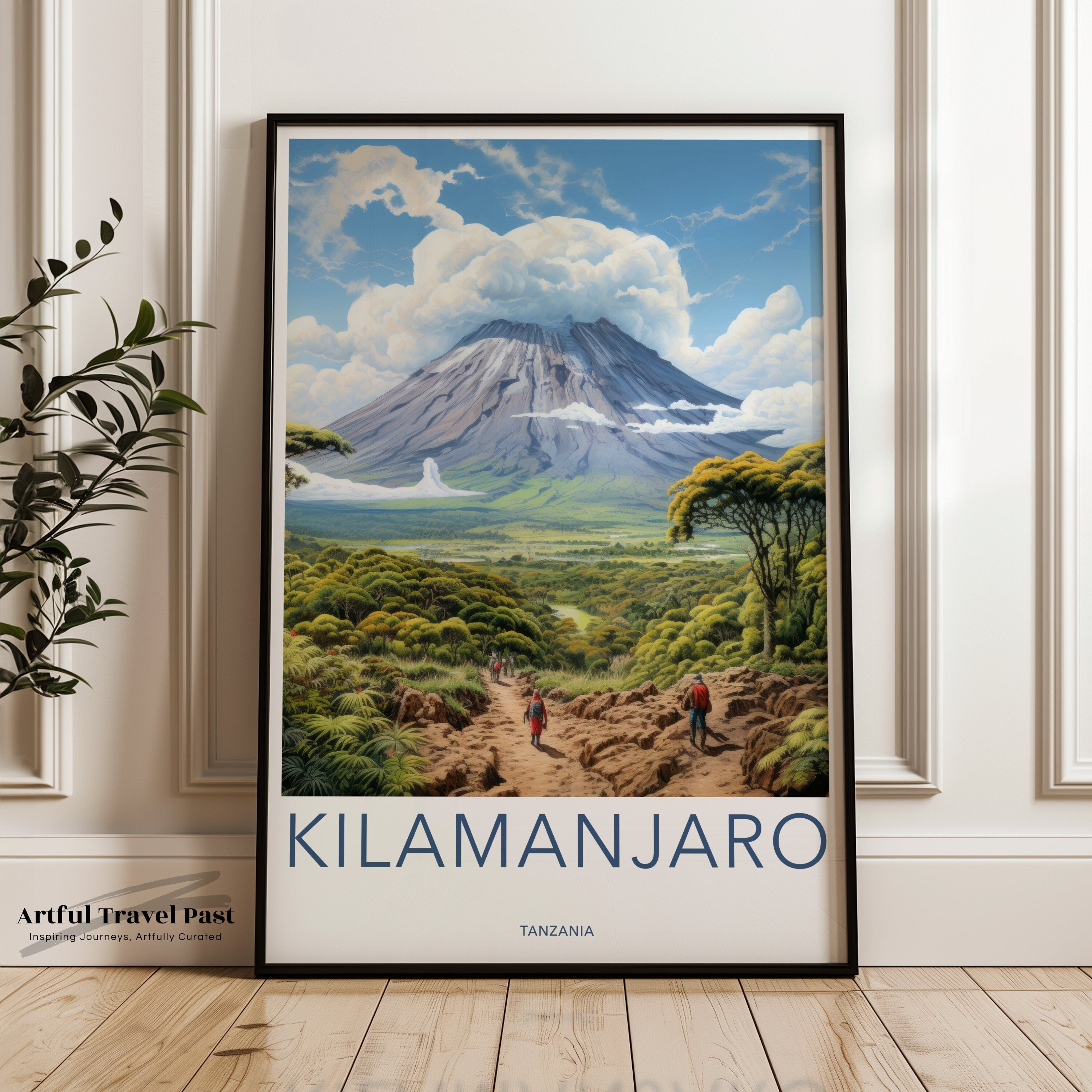 Mount Kilimanjaro Wall Art Print, Tanzania Landscape Poster, Mountain Wall Decor, Hiking Trail Art, Nature Scenery Print