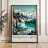 Moraine Lake Wall Art, Canada Landscape Poster, Mountain Print, Nature Artwork, Scenic View Decor, Wilderness Illustration, Lake Print