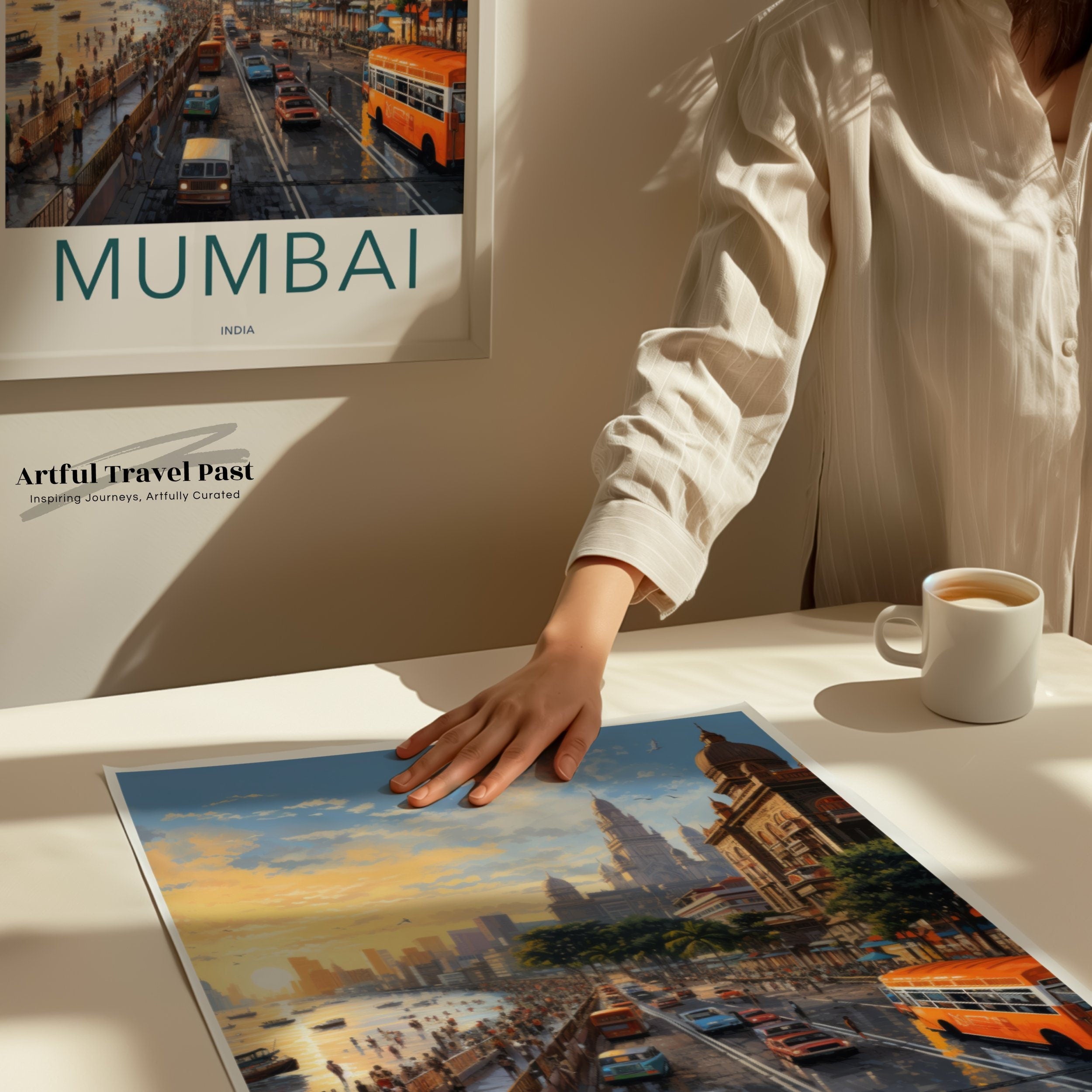 Mumbai Cityscape Wall Art Print, Sunset Urban Landscape Poster, India Street View, City Wall Decor, Travel Home Decor