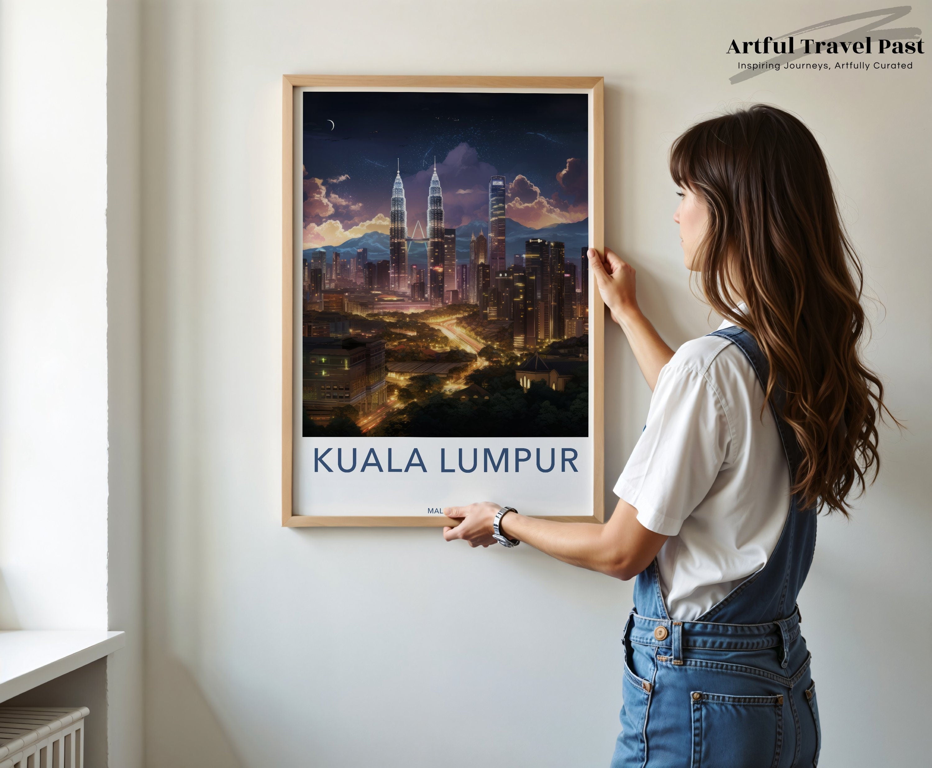 Kuala Lumpur Malaysia Skyline Art, Cityscape Print, Modern Wall Decor, Night City Art, Downtown Kuala Lumpur Artwork