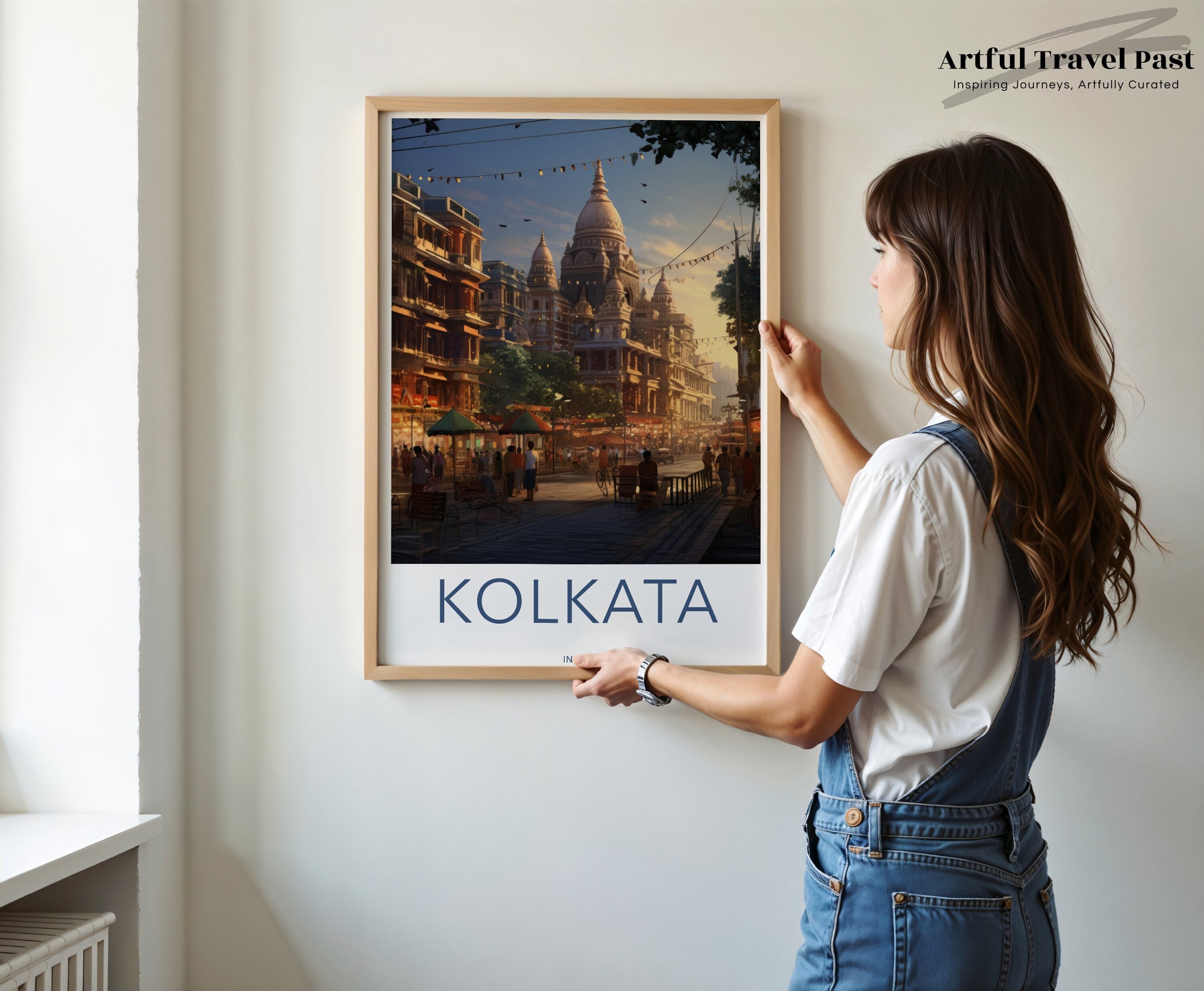 Kolkata Cityscape Wall Art, Vibrant Indian Street Scene, Kolkata Architecture Print, Sunset City View, Home Decor Artwork