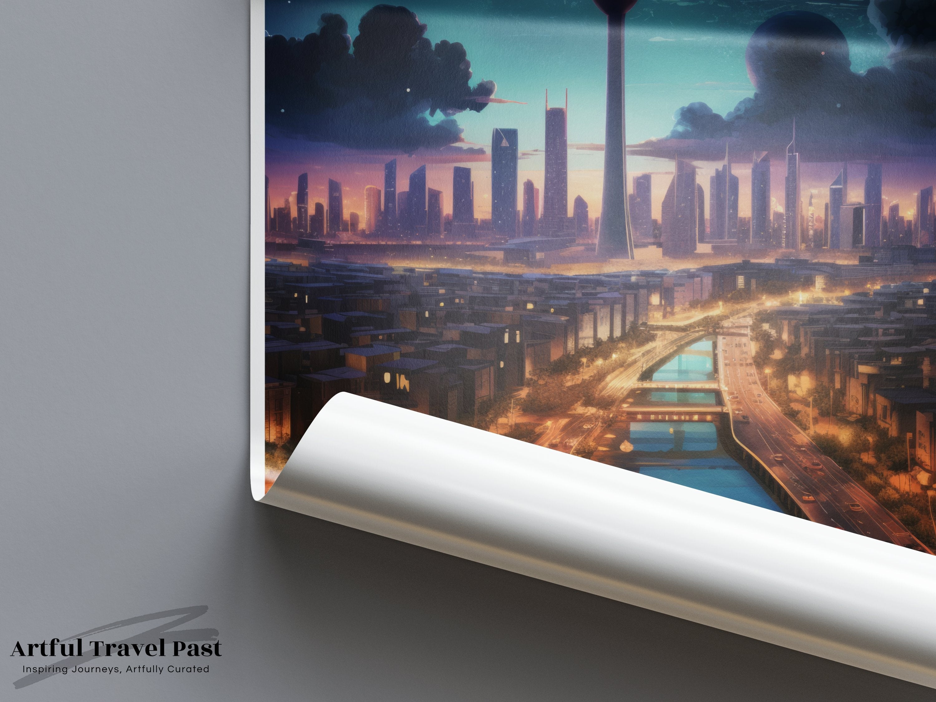 Kuwait City Wall Art, Beautiful Night Skyline Print, Cityscape Decor, Urban Landscape Poster, Modern Art, Home Wall Decor