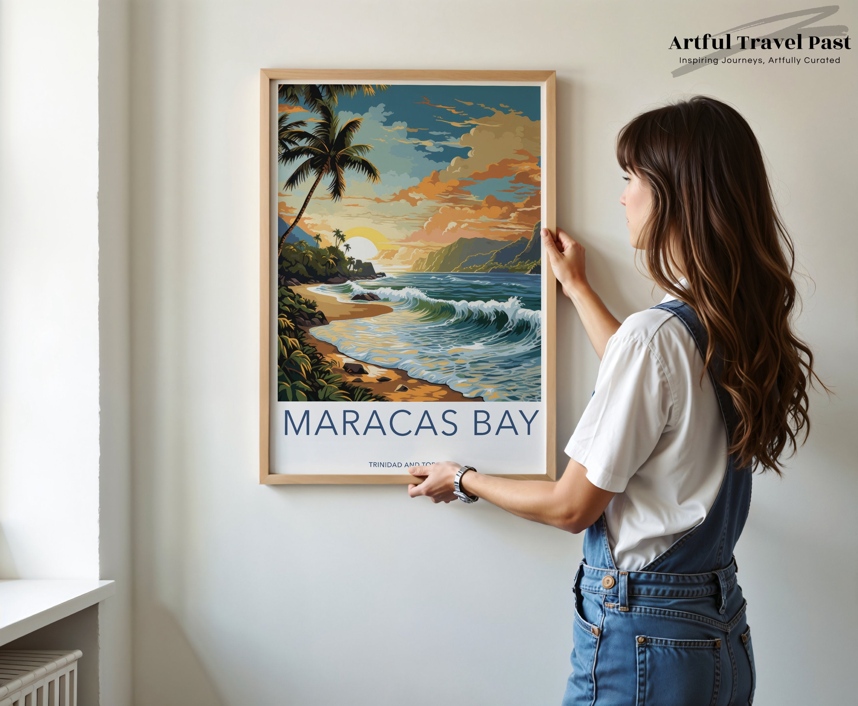 Maracas Bay Wall Art, Trinidad and Tobago Beach Poster, Tropical Sunset Print, Coastal Decor, Caribbean Landscape Art