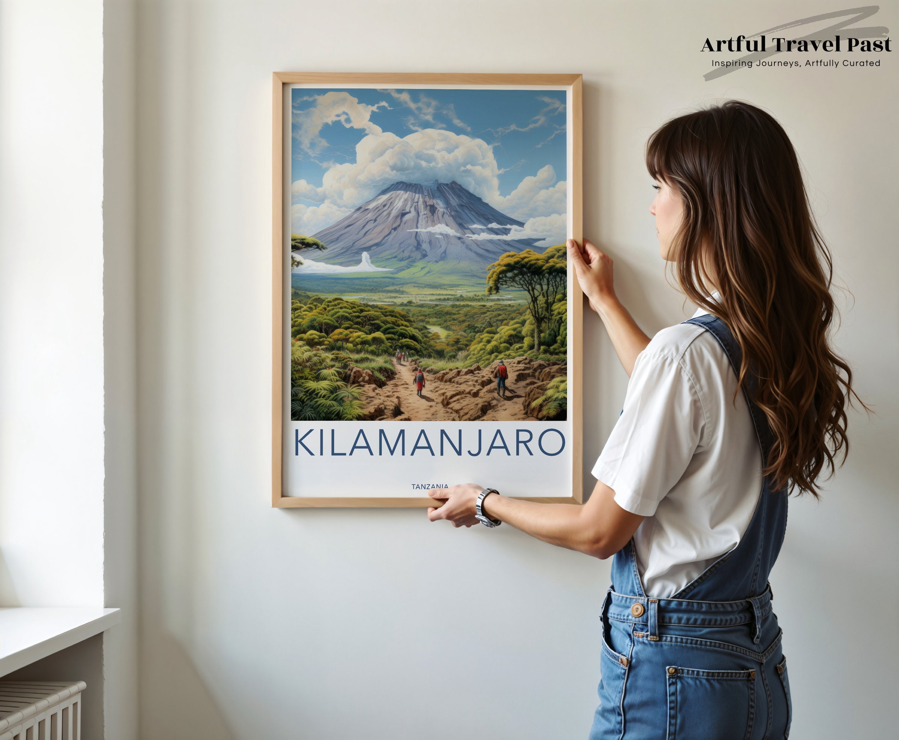 Mount Kilimanjaro Wall Art Print, Tanzania Landscape Poster, Mountain Wall Decor, Hiking Trail Art, Nature Scenery Print