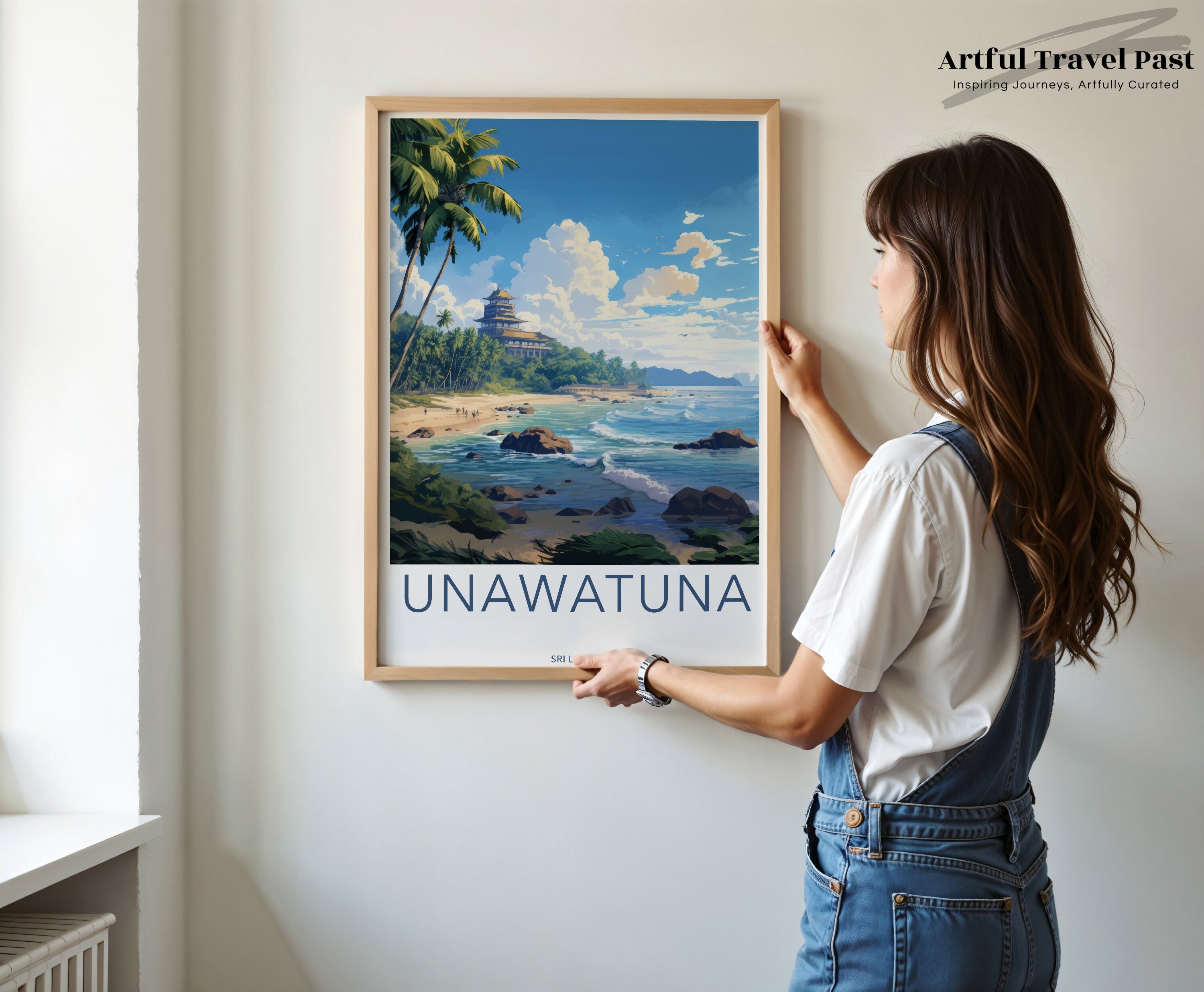 Unawatuna Wall Art Print, Sri Lanka Beach Landscape, Coastal Canvas Art, Tropical Home Decor, Oceanview Artwork, Travel Poster