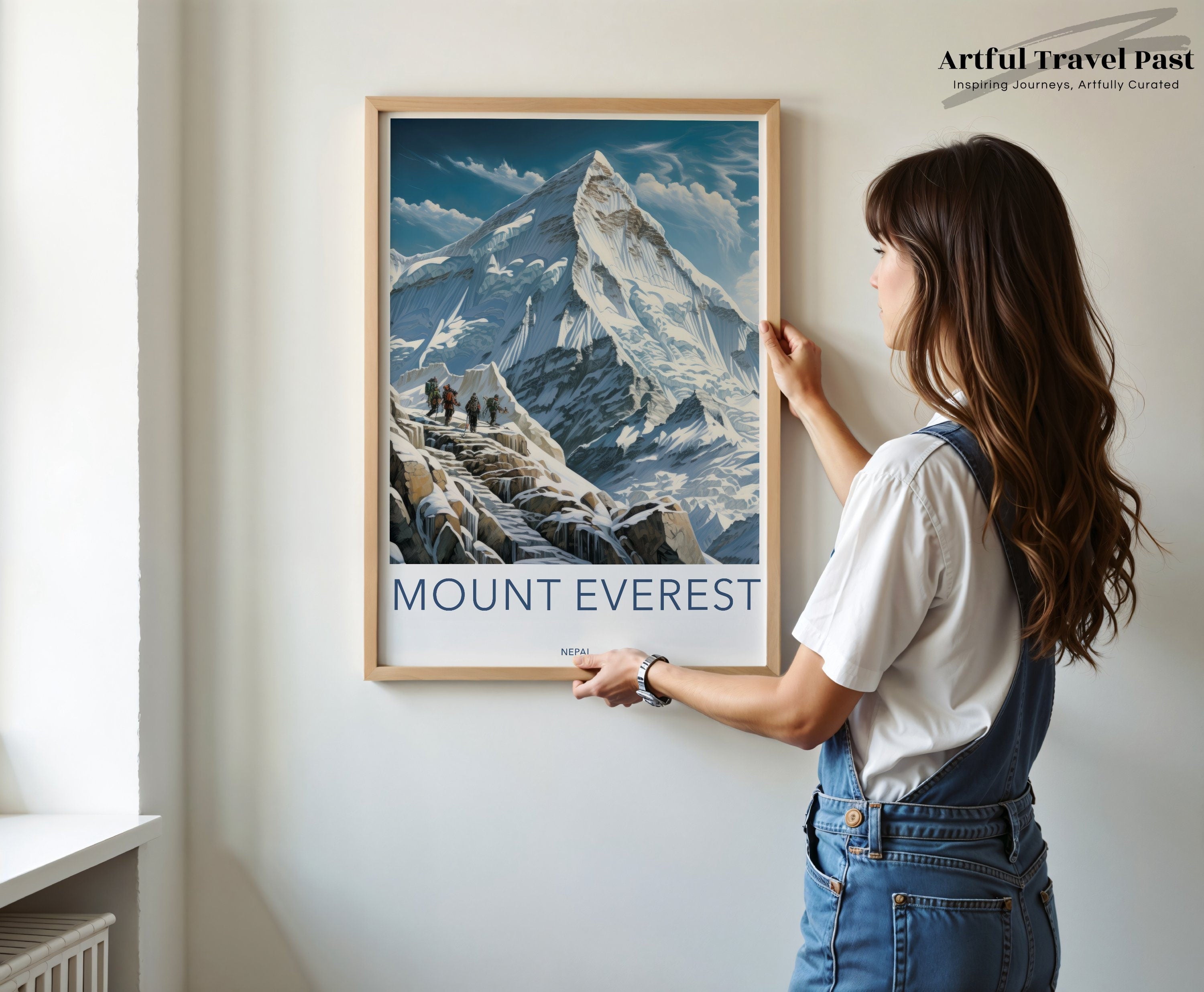 Mount Everest Wall Art Print, Mountain Climbing Home Decor, Snow-Capped Peak Artwork, Adventure Landscape Poster for Room