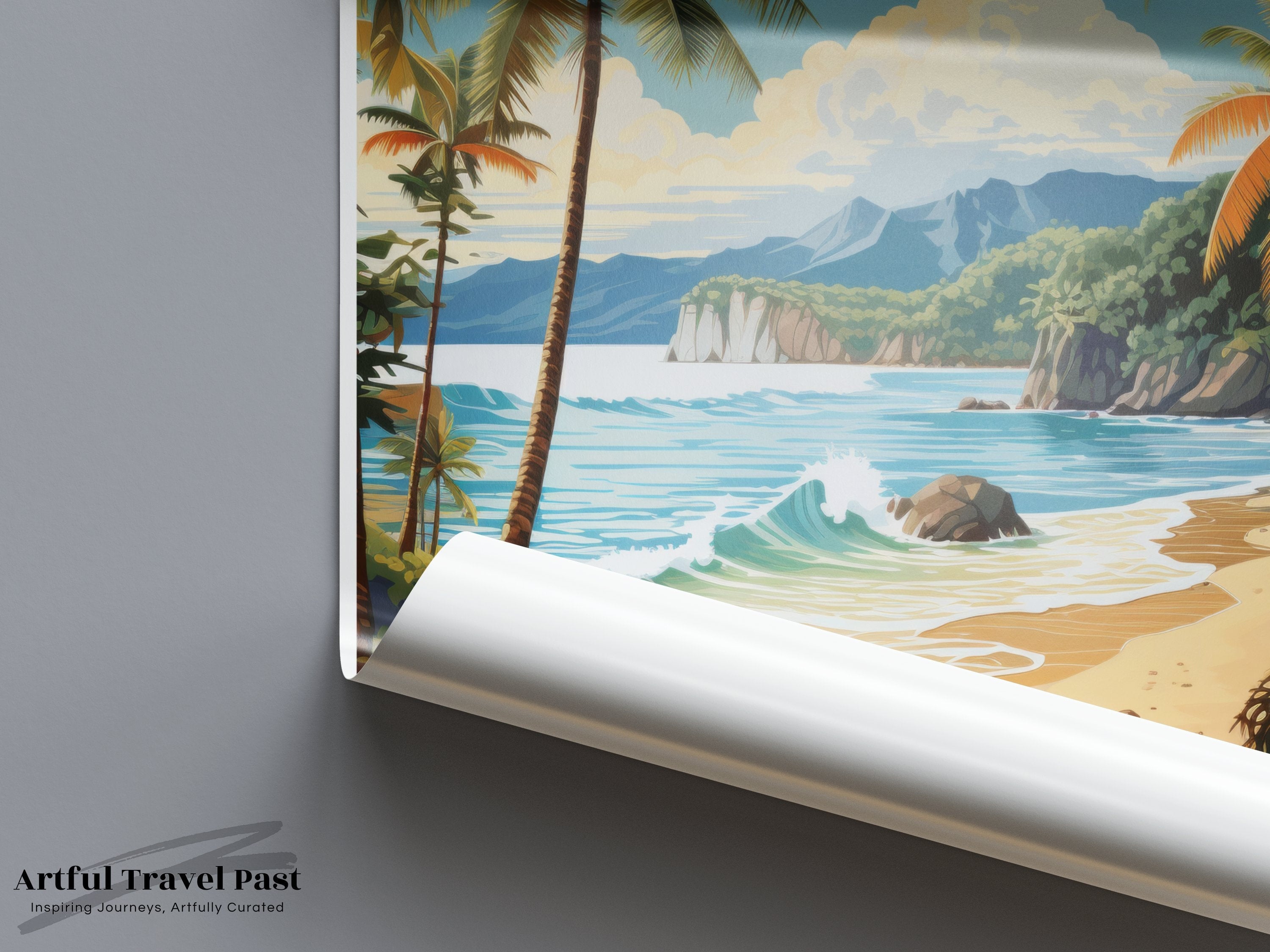 Maracas Bay Trinidad and Tobago Wall Art Print, Tropical Beach Scene Poster, Caribbean Coastline Decor, Ocean Landscape Artwork