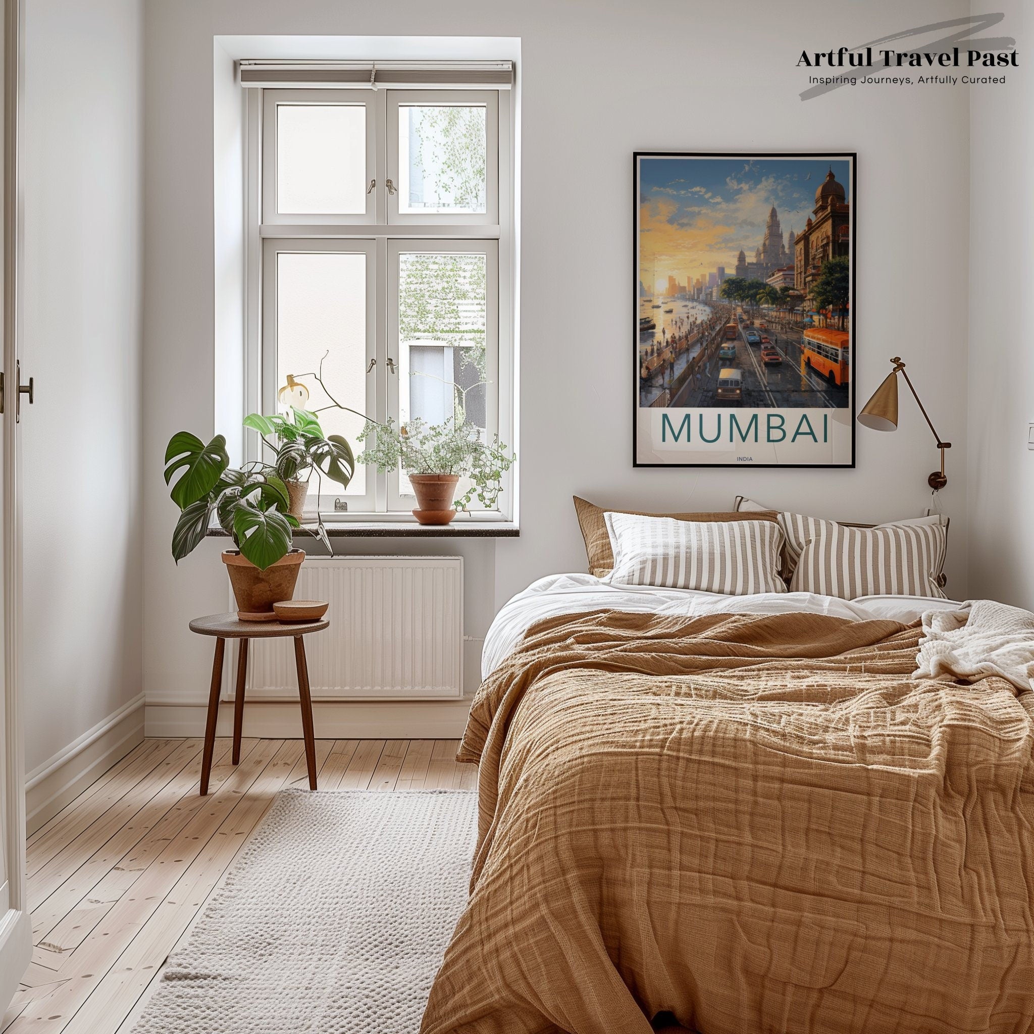 Mumbai Cityscape Wall Art Print, Sunset Urban Landscape Poster, India Street View, City Wall Decor, Travel Home Decor