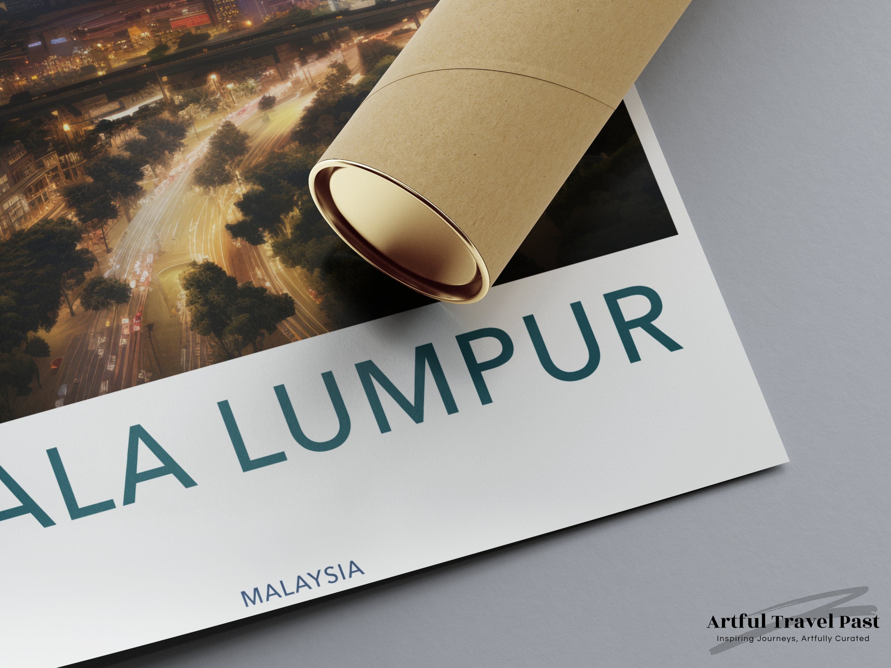 Kuala Lumpur cityscape wall art, vibrant city night view, Malaysia skyline print, modern city decor, urban nightscape poster