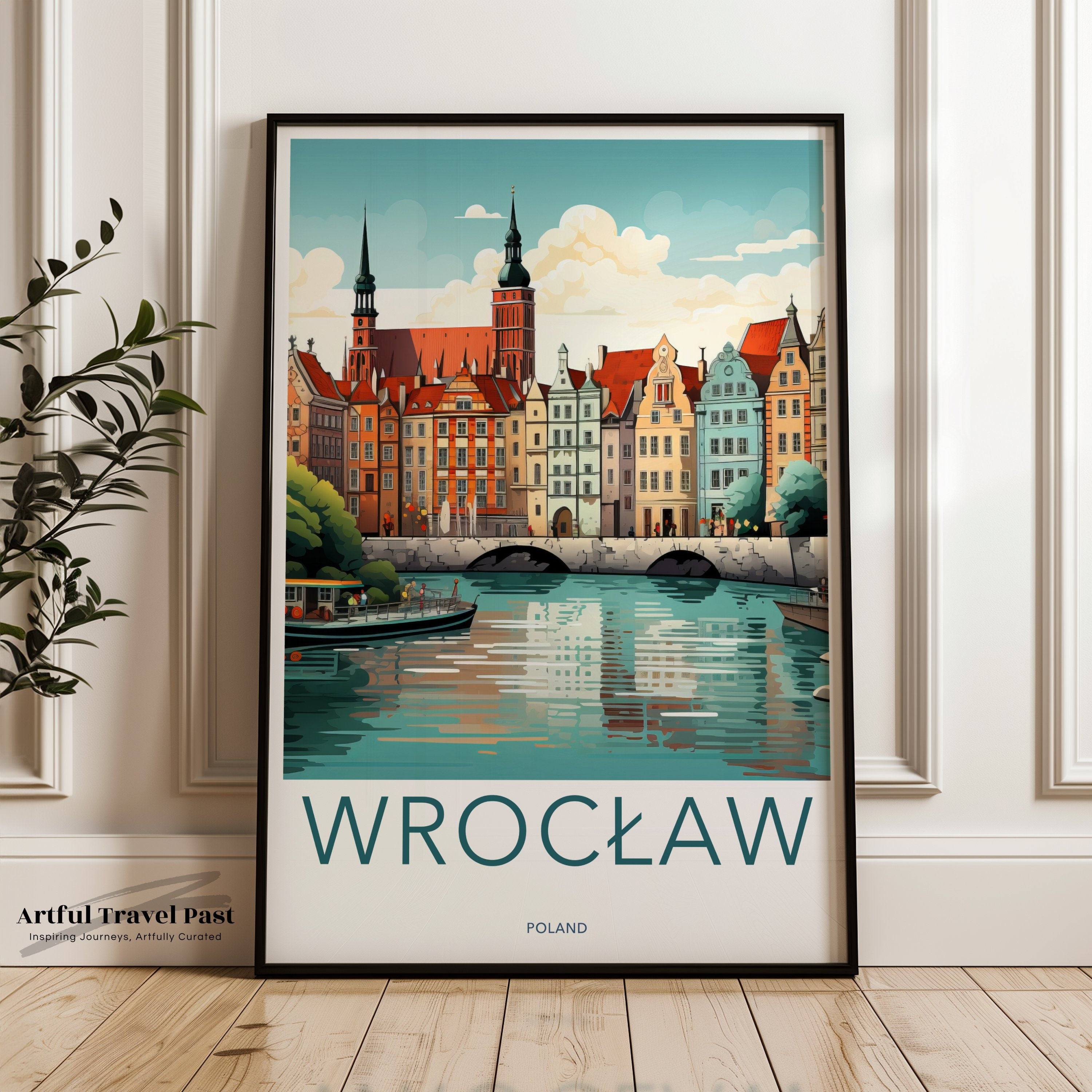 Wroclaw Wall Art, Scenic Cityscape Poster, Travel Print, Vintage Style Artwork, Historic Architecture, European City Decor