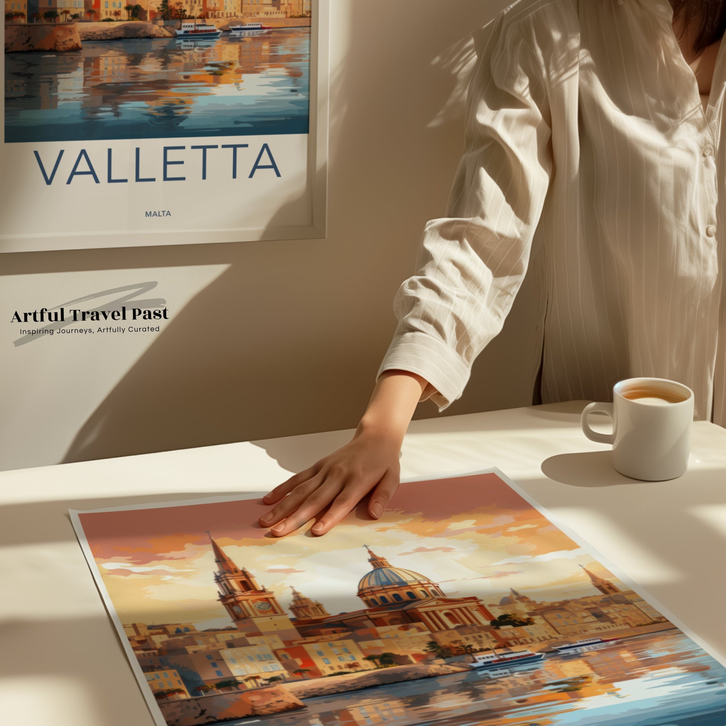 Valletta Cityscape Print, Malta Wall Art, Sunset Skyline Art, Mediterranean Town Poster, Seaside Architecture Decor